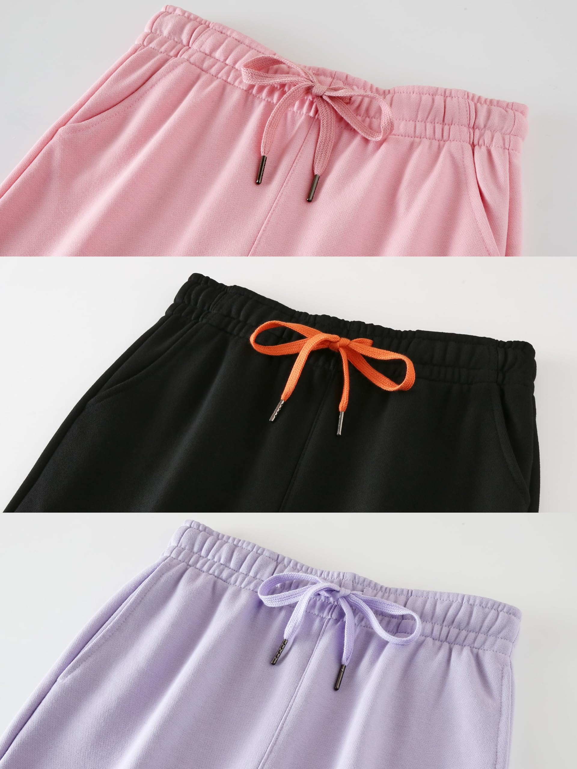 Pantaloni sportivi da ragazza con coulisse elastica pantaloni da jogging per bambini pantaloni casual tinta unita con tasche 4-14 anni