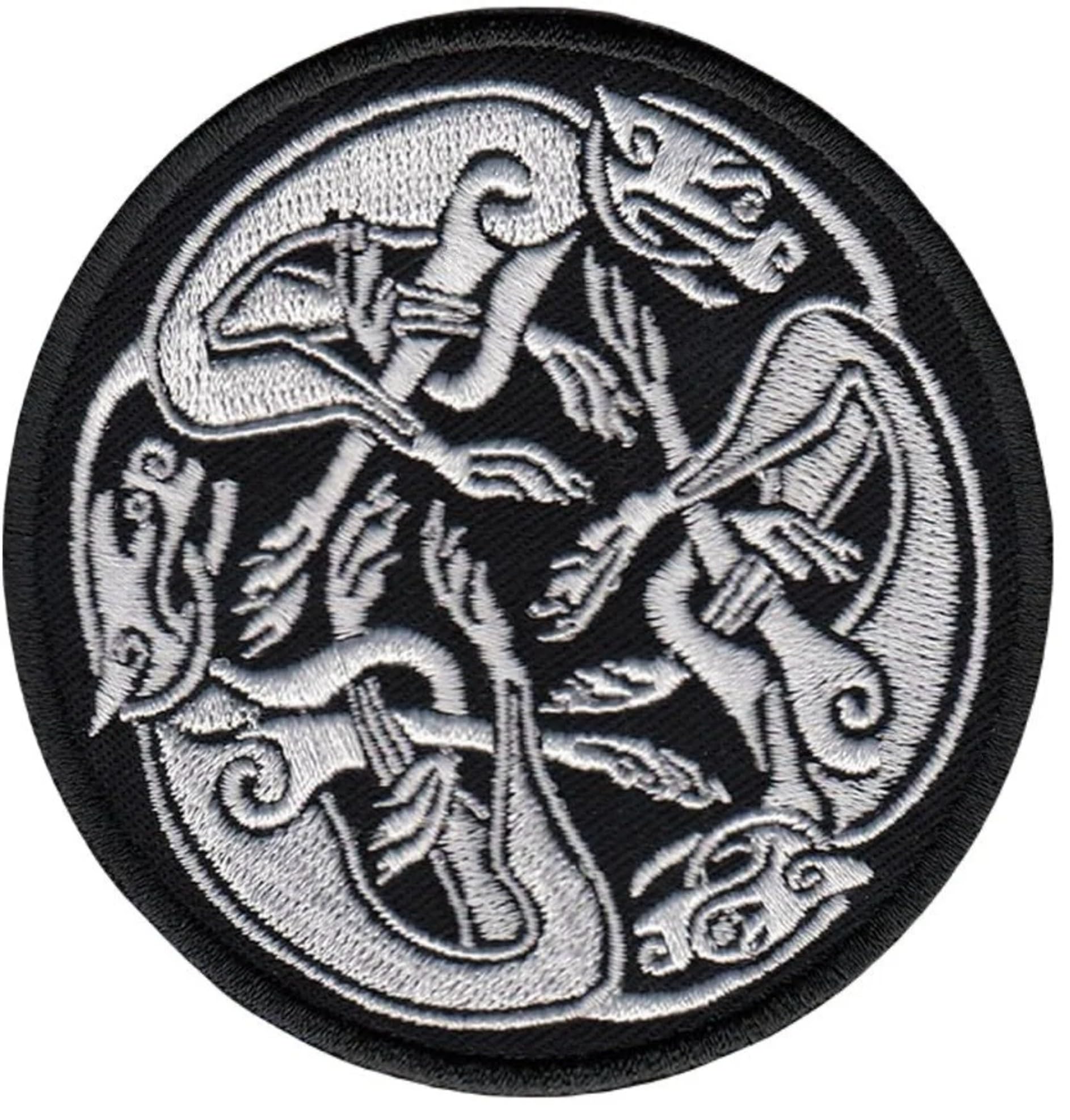 Patch-Shop White Celtic Hound Knot - Embroidered Patch, 8X8 Cm