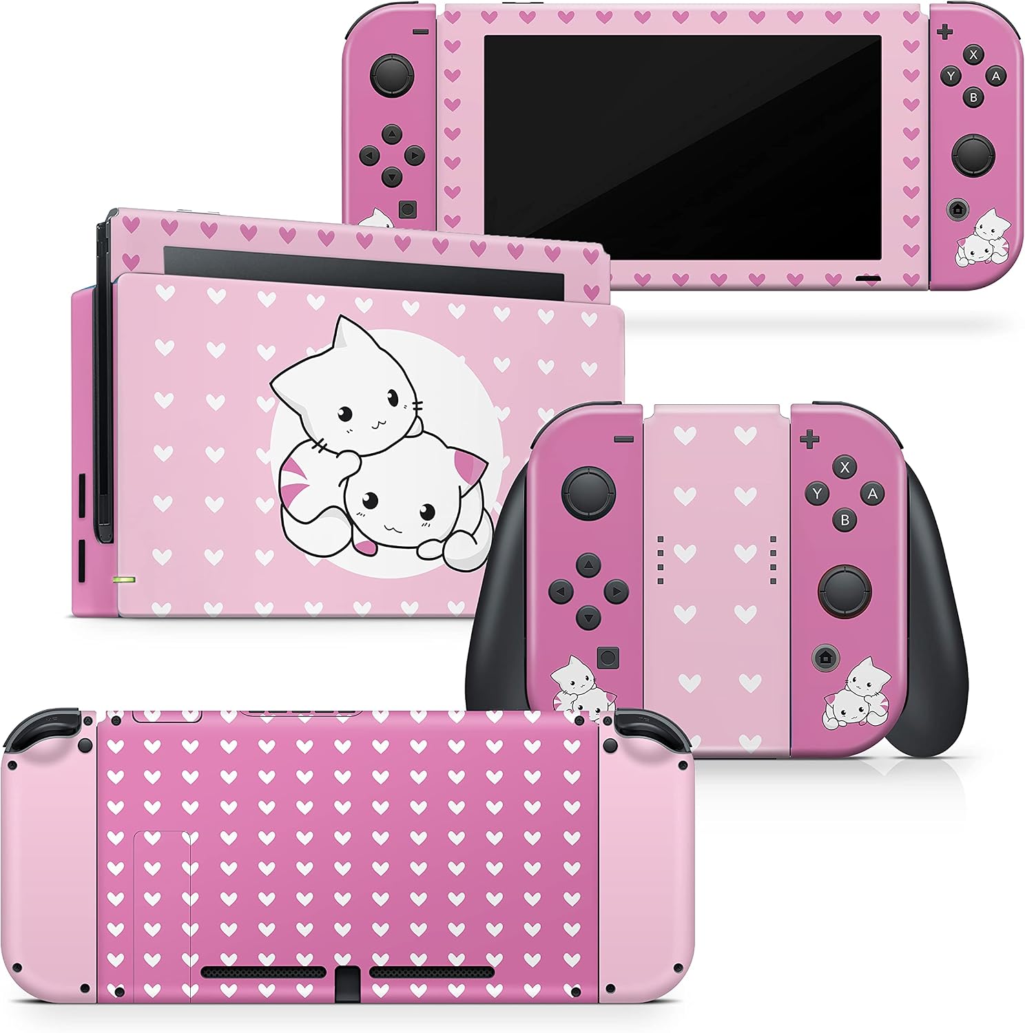 Tacky Design Kawaii Skin Compatible with Nintendo Switch Skin Wrap Cover, Cute Pink Skin for Nintendo Switch Stickers, Premium Vinyl 3M Full Wrap Decal.