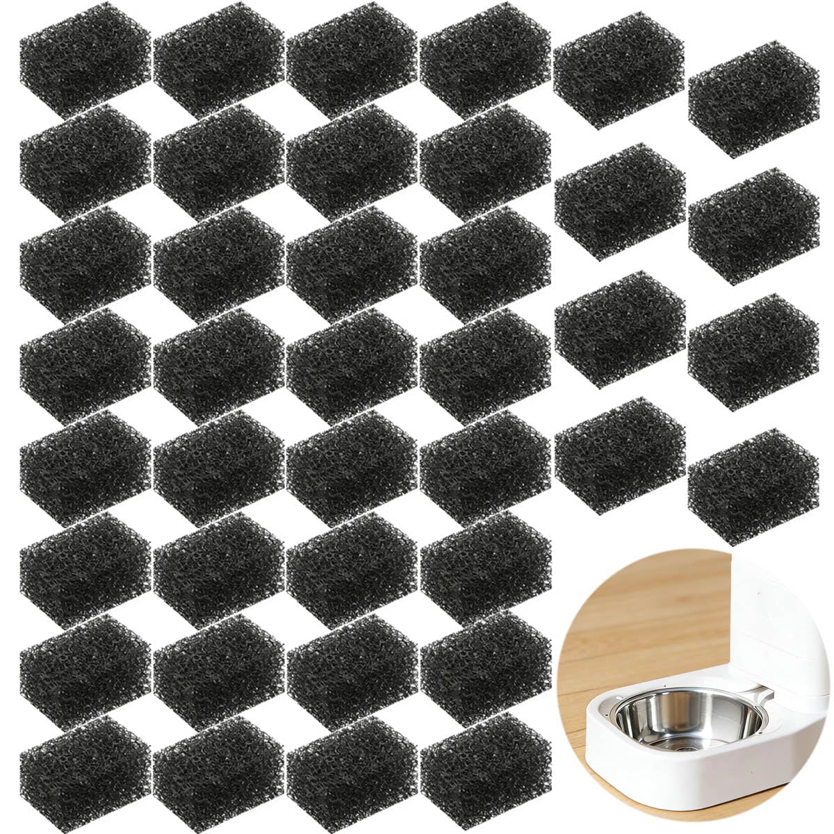 Cat Water Fountain Filters Pet Fountain Filter Square Pet Fountains Filter Water pump filter Replacement Cats Fountains Foam Filters for PETKIT for Pet Water Fountain Filters 40 Pcs-image-20