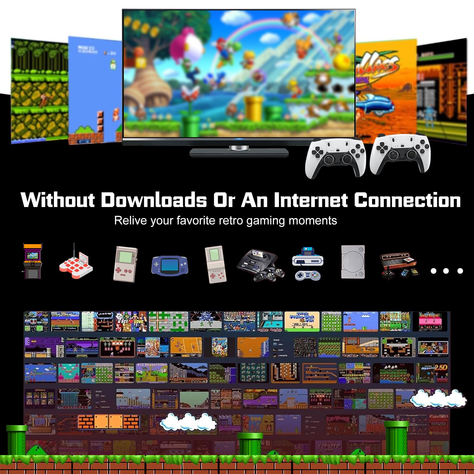 New Retro Game Console, Classic Video Games with 4K HDMI, 20,000+ Games and 23 Emulators, Upgraded Dual 2.4G Wireless Controllers 64GB