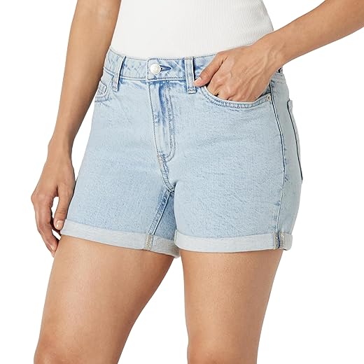 Amazon Essentials womens Mid-Rise Slim Fit 4" Denim Shorts