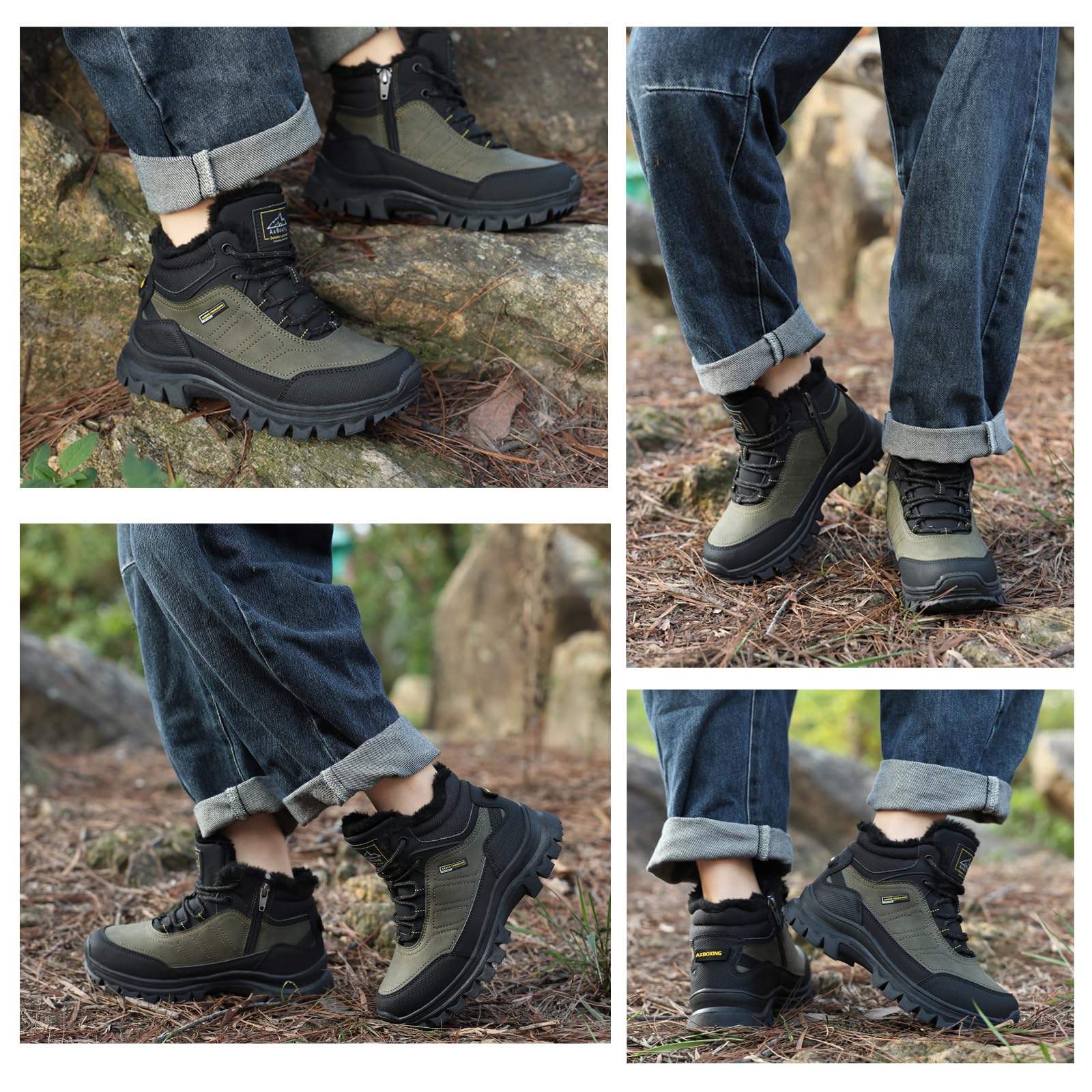 AX BOXING Botas Niño Invierno Zapatillas Senderismo Cálido Antideslizante Montaña Trekking EU34-40