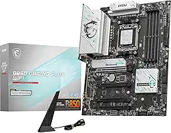 MSI Placa-mãe B850 Gaming Plus WiFi, ATX - Suporta processadores AMD Ryzen 9000/8000/7000, AM5 - DDR5 Memory Boost 8200+ MT/s (OC), PCIe 5.0 x16 e 4.0 x16, M.2 Gen5, Wi-Fi 7, 5G LAN
