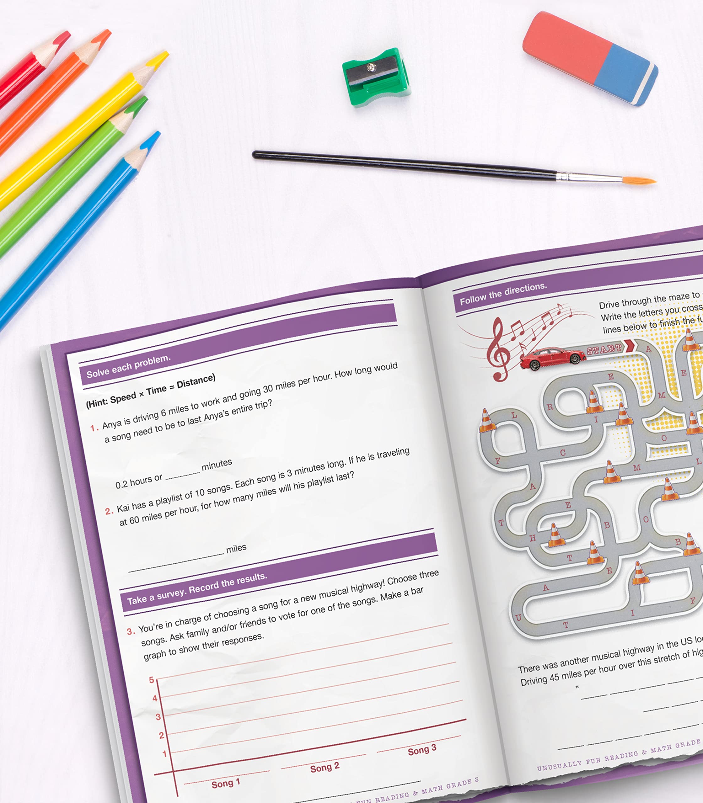 Carson Dellosa Unusually Fun Math and Reading Comprehension 3rd Grade Activity Book, Puzzles, Mazes, Brain Teasers and More, Workbook With Fun Facts About Animals, Plants, Places, Anatomy and Oddities - Image 7