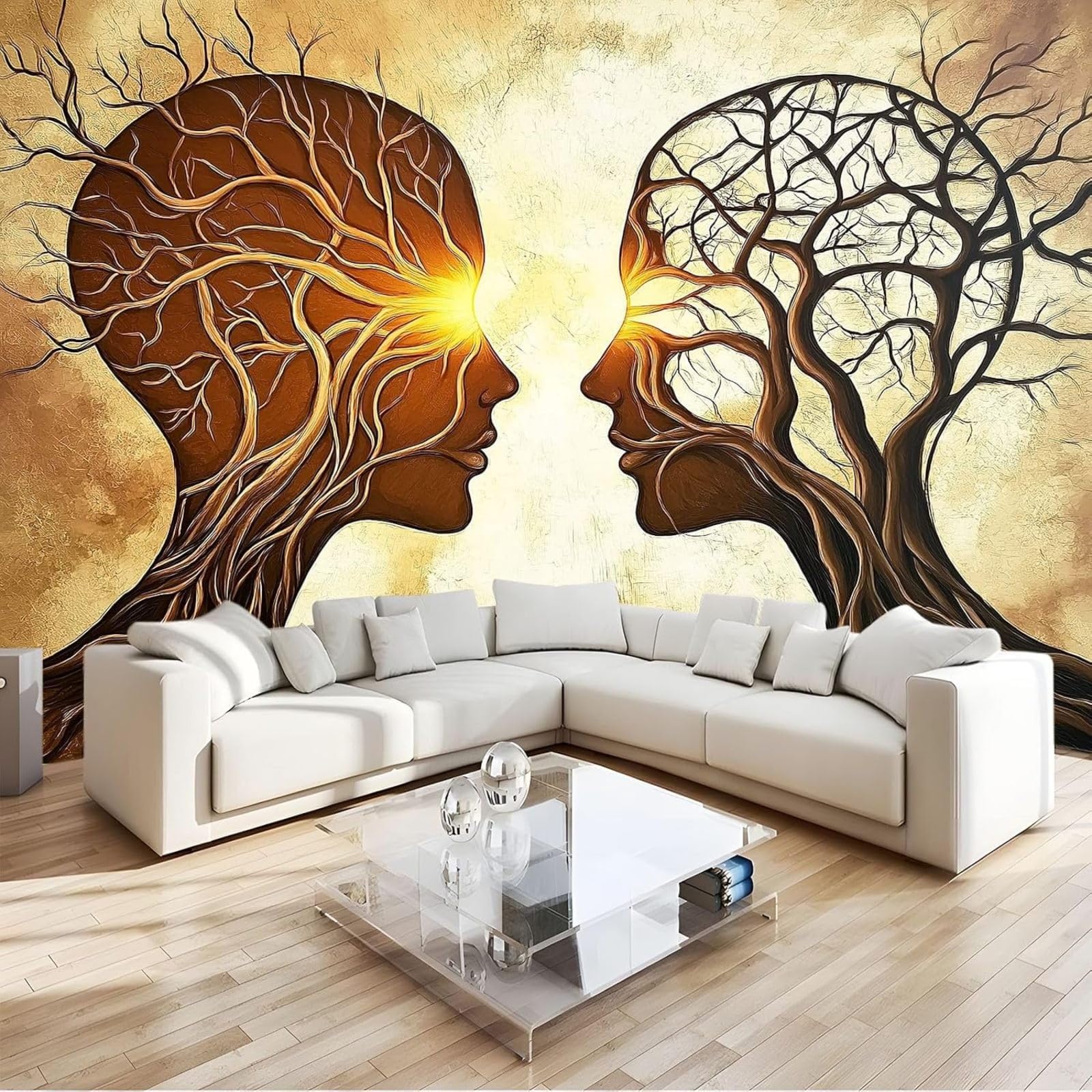 hgjdjhnf Non-Woven Photo Wallpaper, Treeman Silhouette, wall Mural, wall Decoration, Living Room, Bedroom, Apartment, wall Art, Brown, 150cm x 105cm