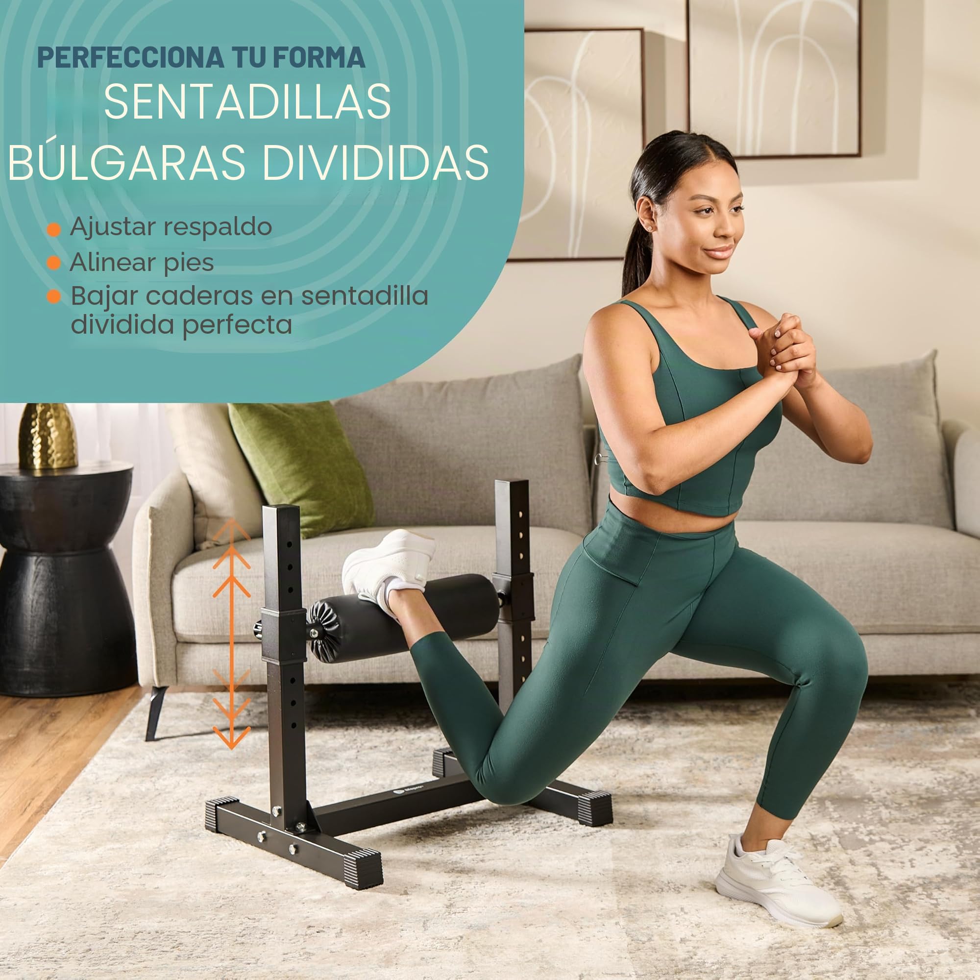 Lifepro Soporte búlgaro para sentadillas con división máxima, duradero, estable y ligero, soporte para sentadillas de una sola pierna, 7 alturas de rodillo ajustables y acolchado cómodo para mayor