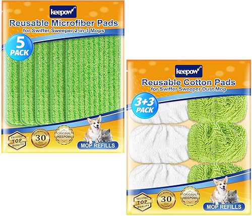 KEEPOW Paños reutilizables de limpieza en secohúmedo compatibles con Swiffer Sweeper, almohadillas de microfibra lavables para limpieza de suelos de