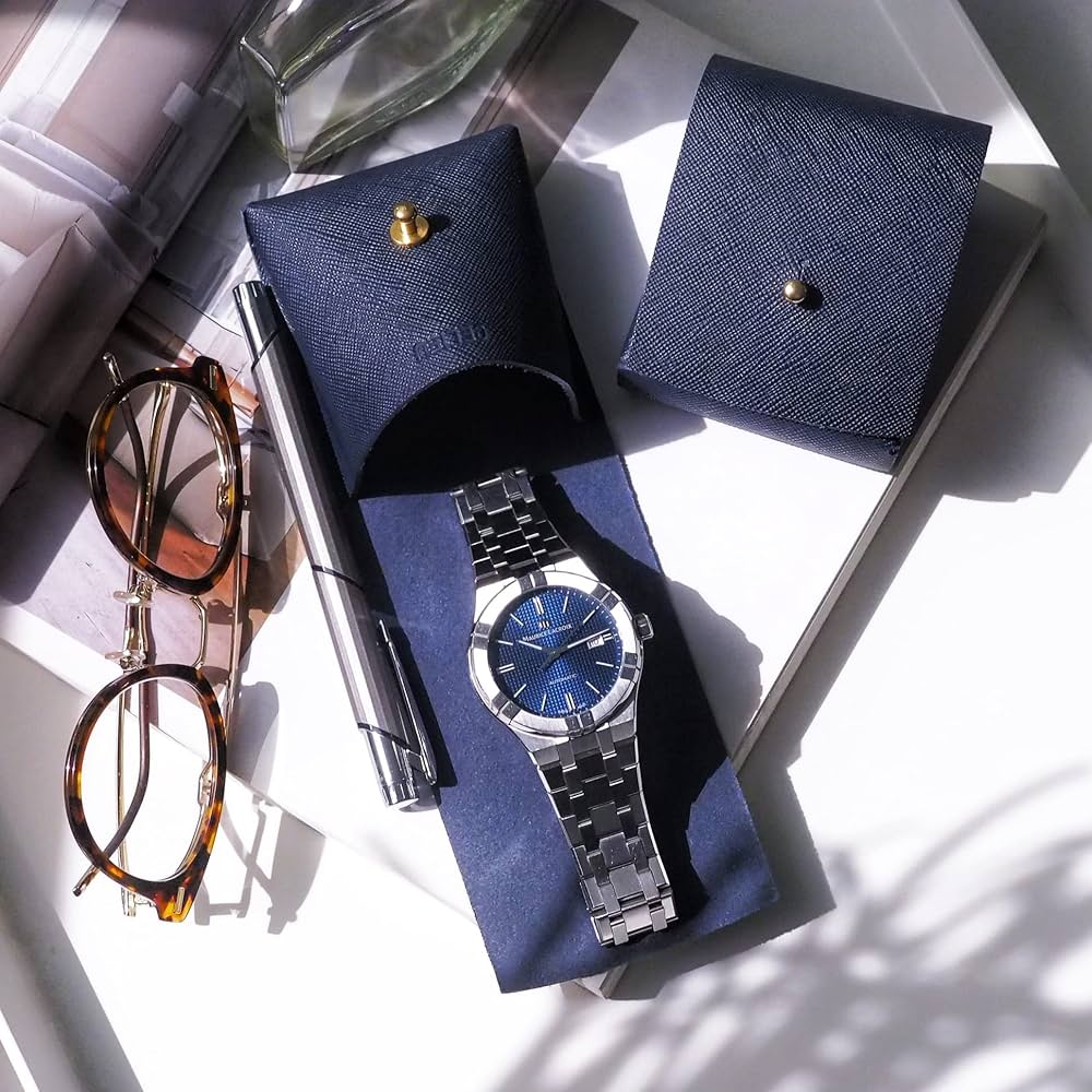 Maurice Lacroix ネイビー レザー ストラップ　収納箱 Maurice Lacroix ネイビー レザー ストラップ収納箱