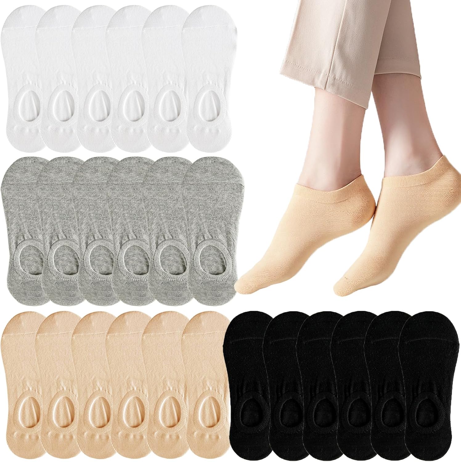 12 Pairs No Show Socks for Women Low Cut Non Slip Ankle Short Athletic Running Novelty Casual Invisible Liner Socks