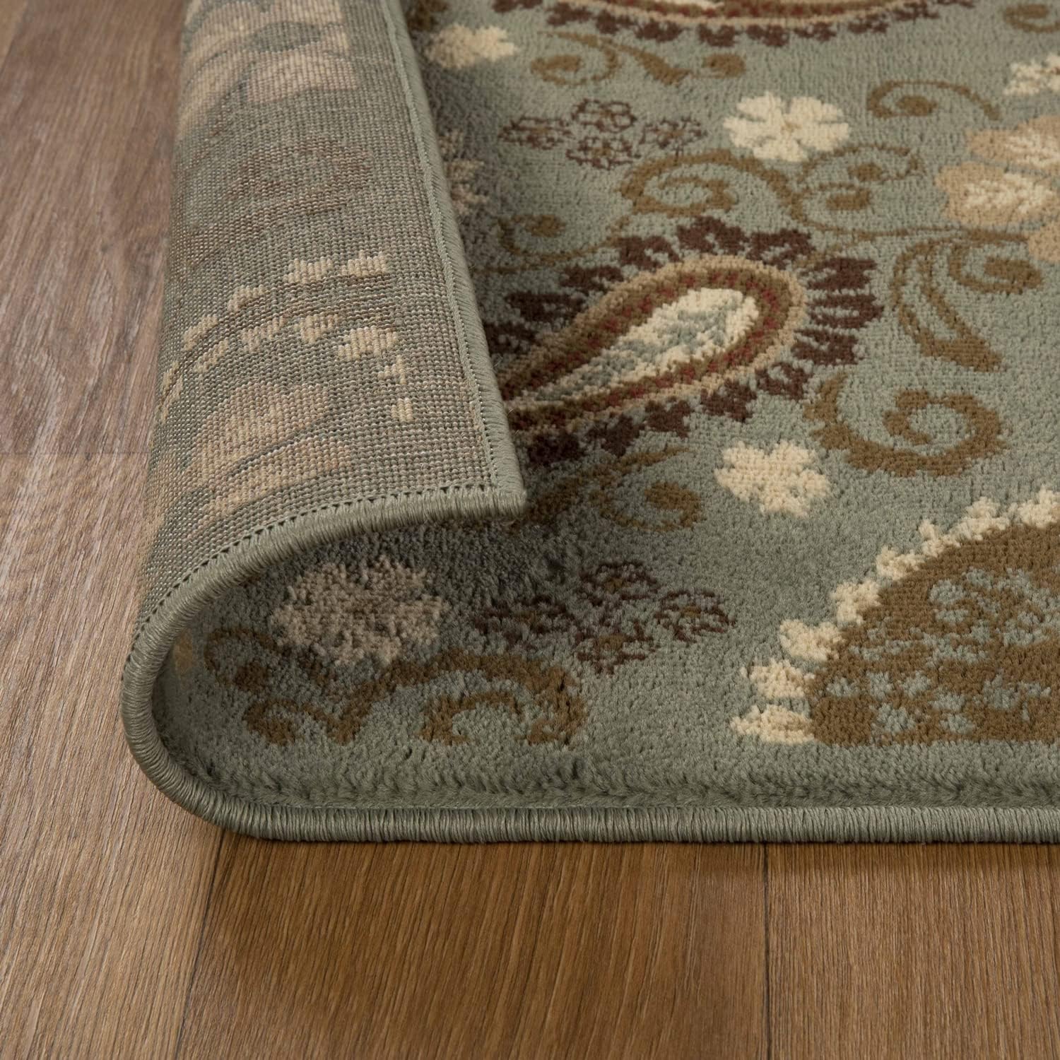 BNM Indoor Small Area Rug with Jute Backing, Great for Entryway, Living Room, Kitchen, Dorm, Bedroom, Hallway, Perfect for Hardwood Floors, Vintage Paisley, 4' x 6', Slate