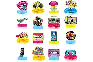 16PCS 90s Centerpiece Decorations for Party Decorations Rock Hippie Party Supplies