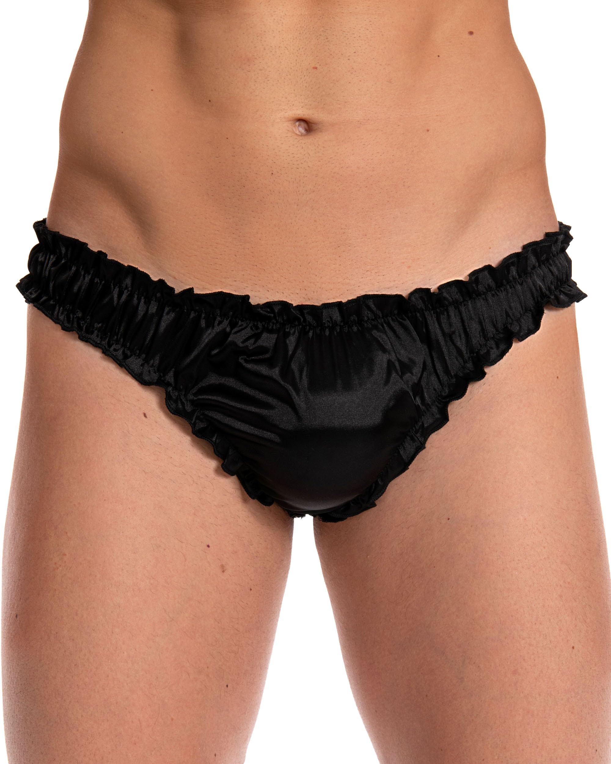 Satini Men's Satin Ruffle Sissy Thong Tanga Knickers Briefs Panties
