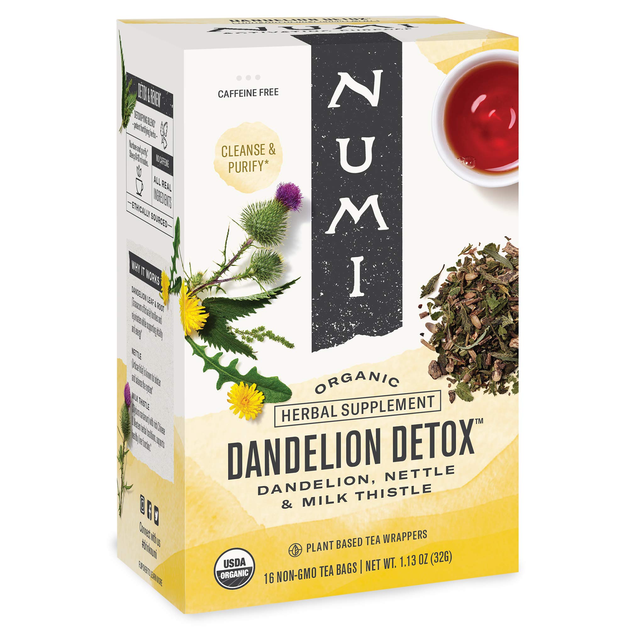 Numi Organic Tea Dandelion Detox Pack of 3 Dandelion Detox 16 Count  | amzdealz