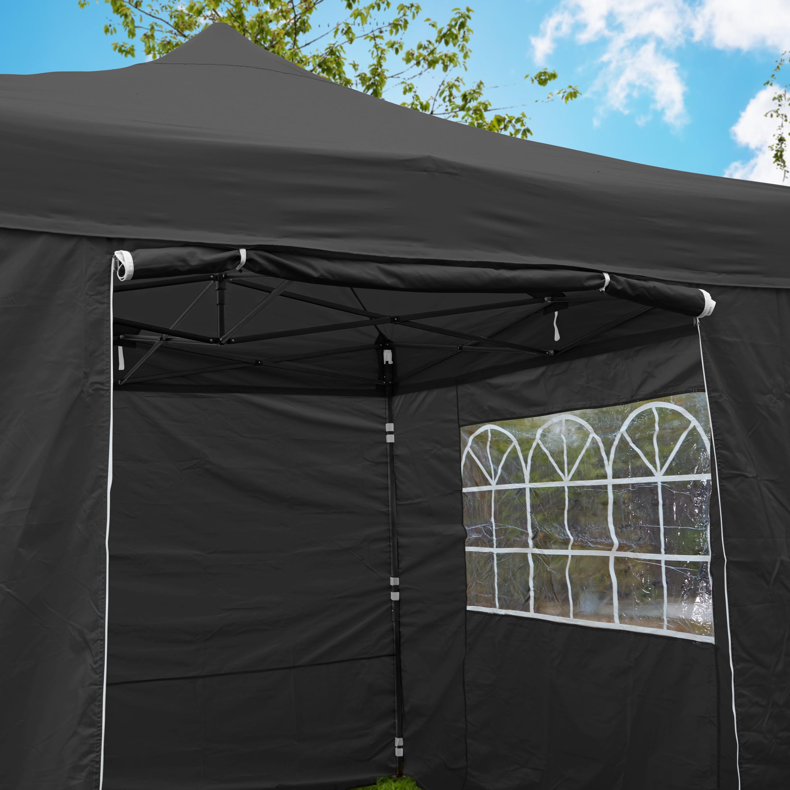 All Seasons Gazebos: Gazebo pop-up 3x3m completamente impermeabile con 4 pareti laterali - Nero