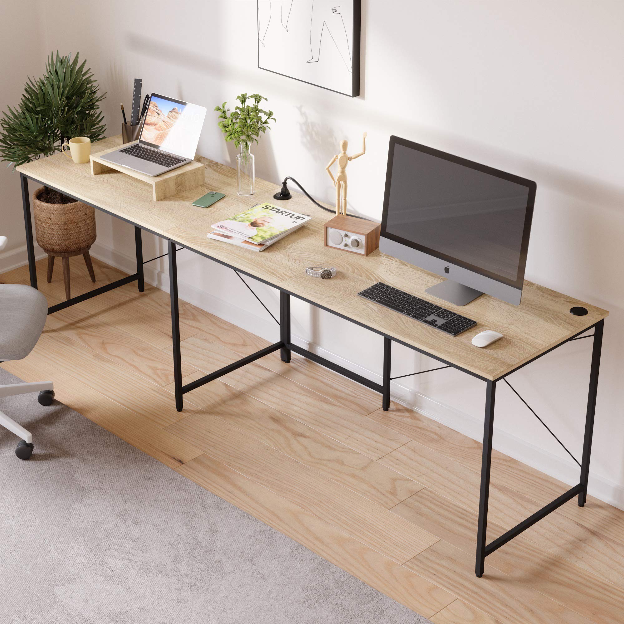 Bestier L Shaped Desk 95.2 Inch with Power Outlet Reversible Corner