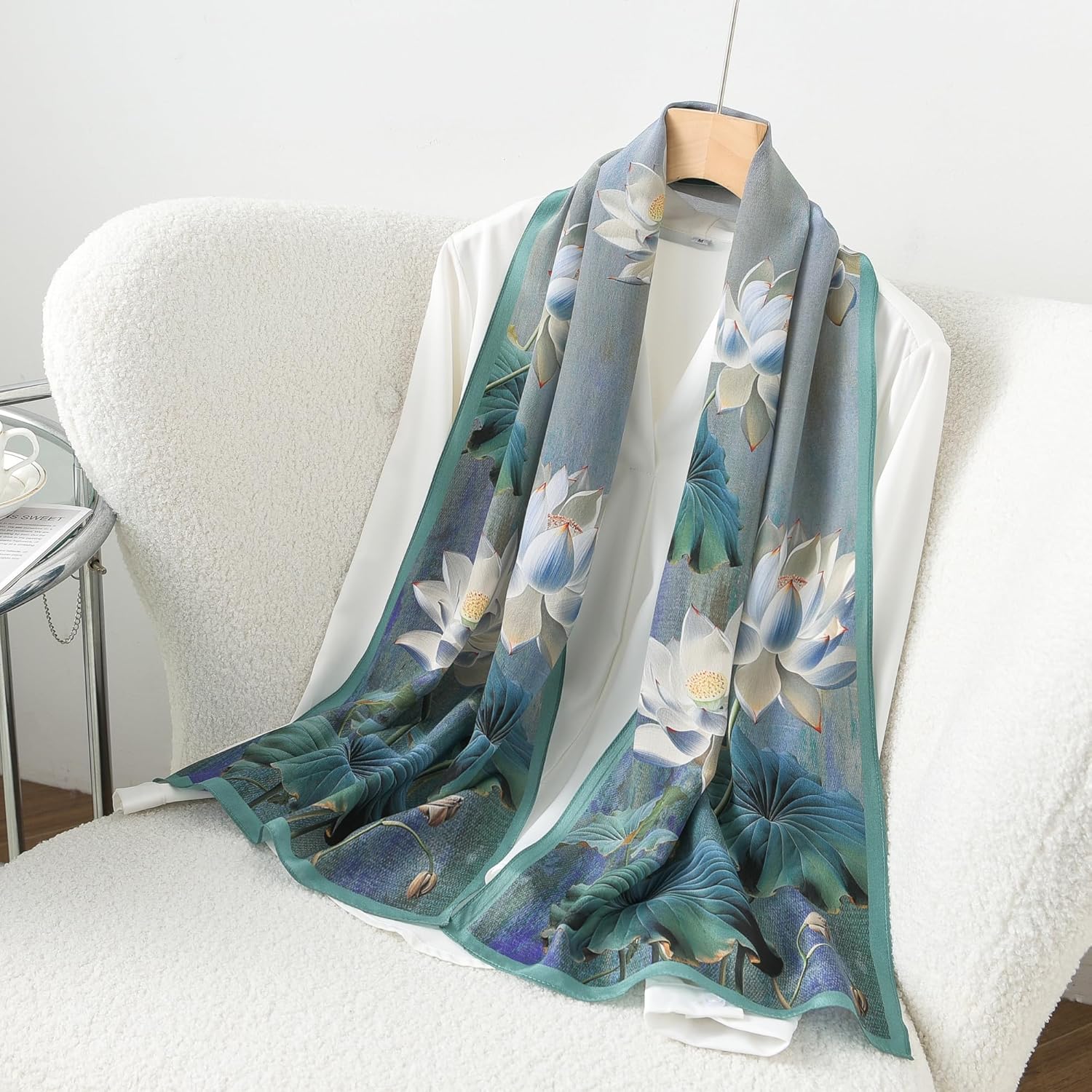 100% Mulberry Silk Women's 55”*14” Long Scarf Headscarf and Neck Scarf - Rectangular Hair Towel with Gift Packed - Image 7