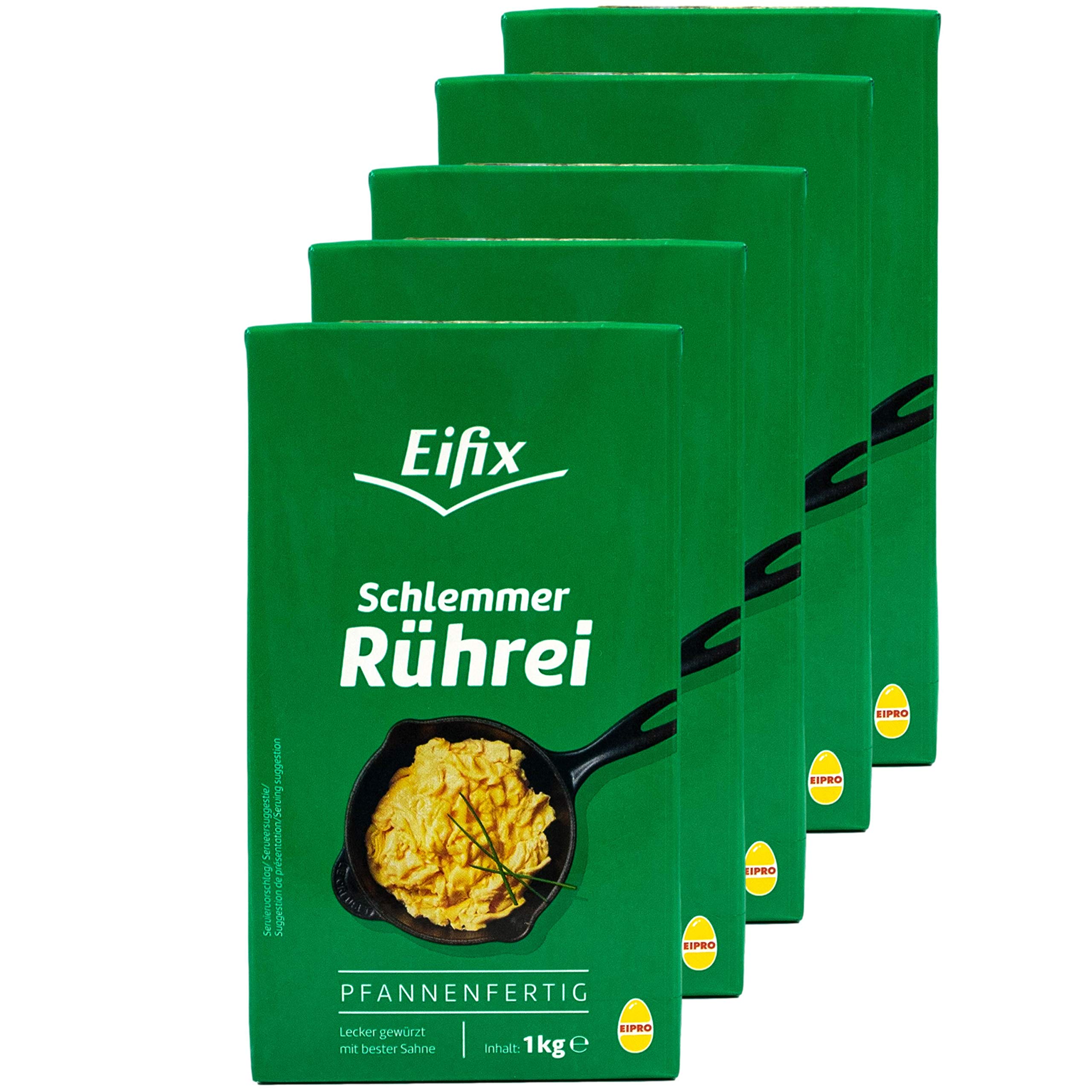 Eifix - 5er Pack Schlemmer Rührei pfannenfertig 1 kg Packung - Eipro Vollei flüssig lecker gewürzt mit bester Sahne (pasteurisiert)
