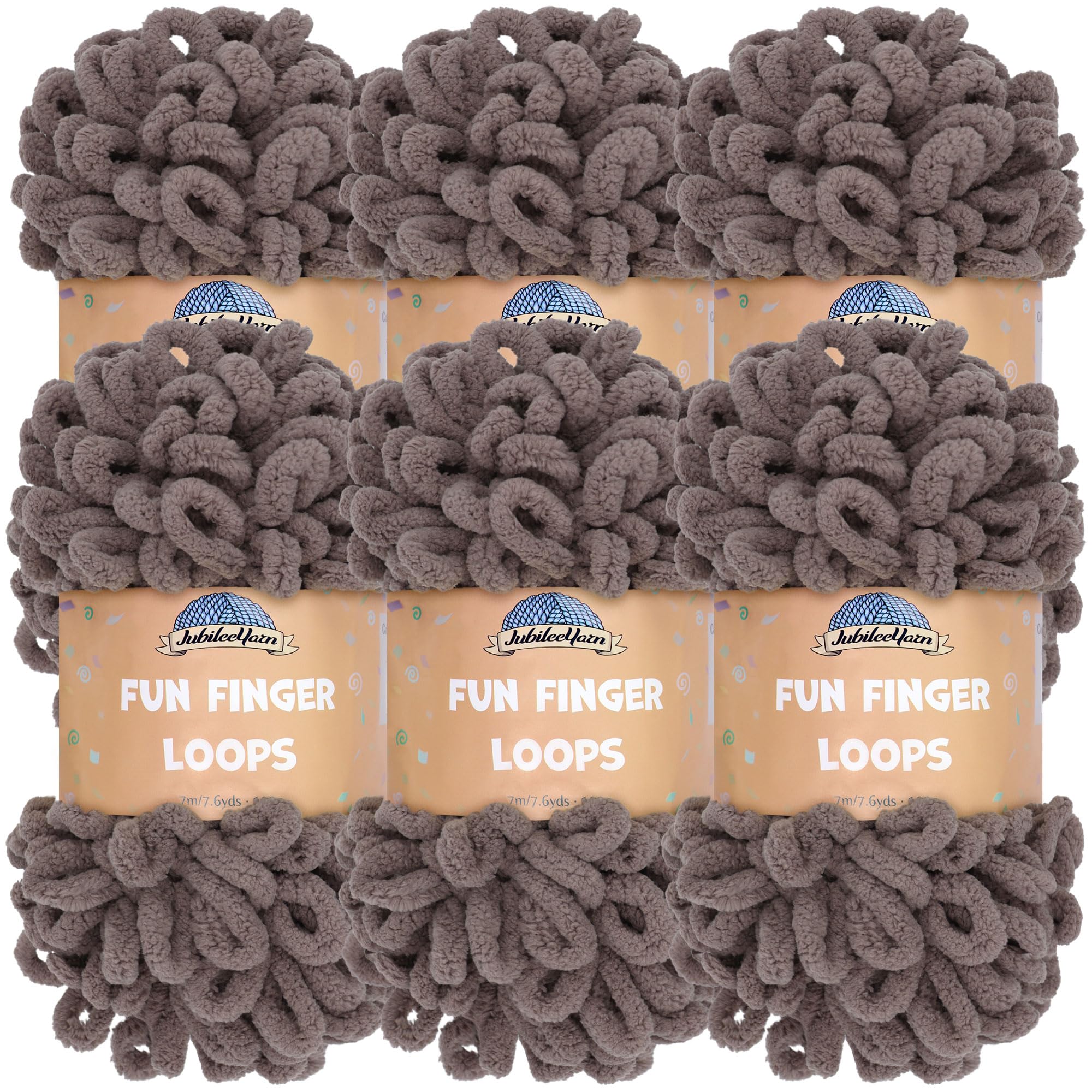 JubileeYarn Fun Finger Loops Yarn - Polyester Jumbo Weight Loop Yarn - 100g/Skein - Cacao - 6 Skeins โ image 1