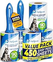 Vista 14 de PetLovers Juego de Rodillos de Pelusa Extra Adhesivos de Gran Valor 600 Hojas para la Remoción de Pelo de Mascotas, Removedor de Pelusa para Perros