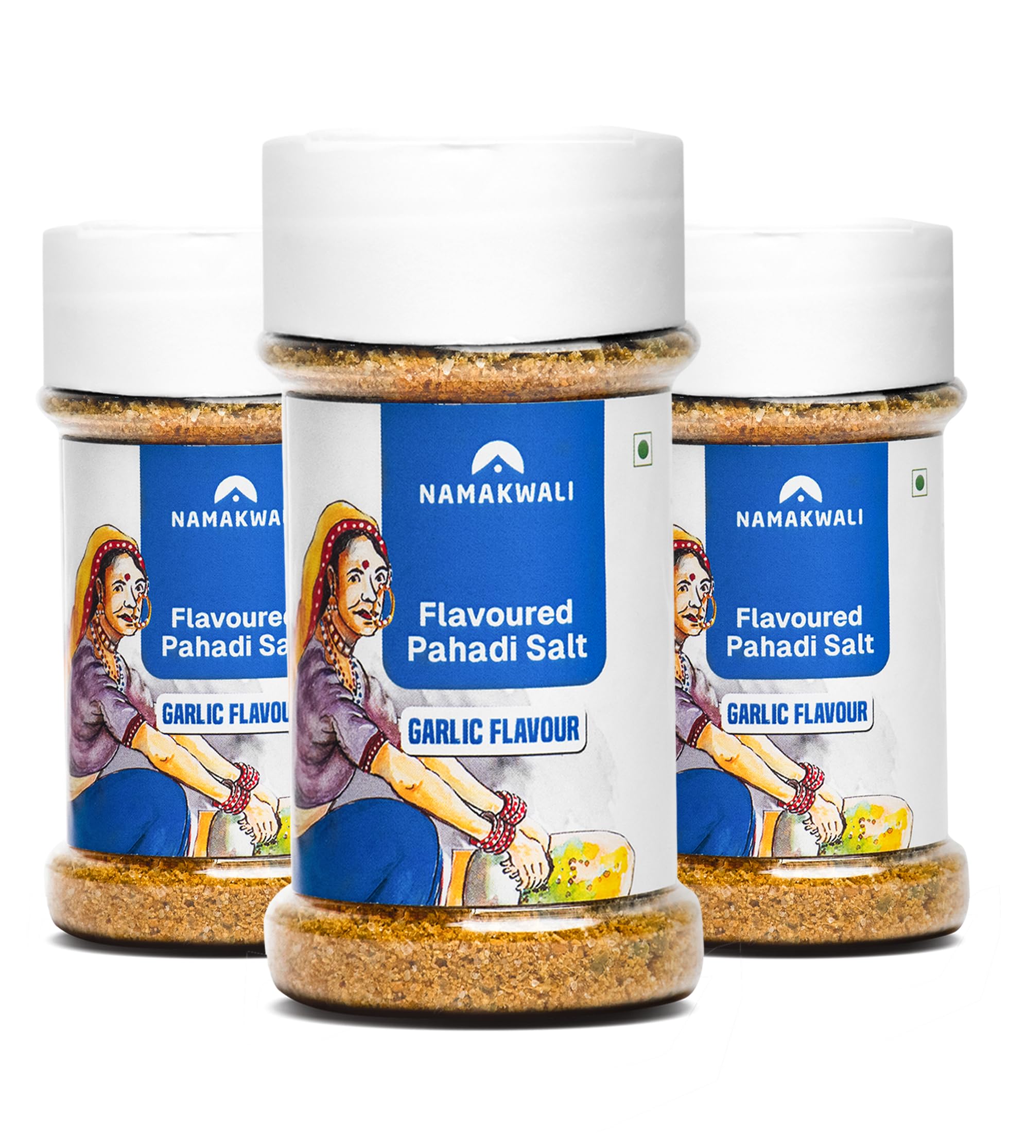 Namakwali Flavoured Pahadi Salt - Garlic (lehsun) Flavour | Pack of 3-210Gram | Seasoning mix - Popcorn, Noodles, Salad, Raita, Fruits, Makhana| No Chemicals | Seen on Shark Tank India S3