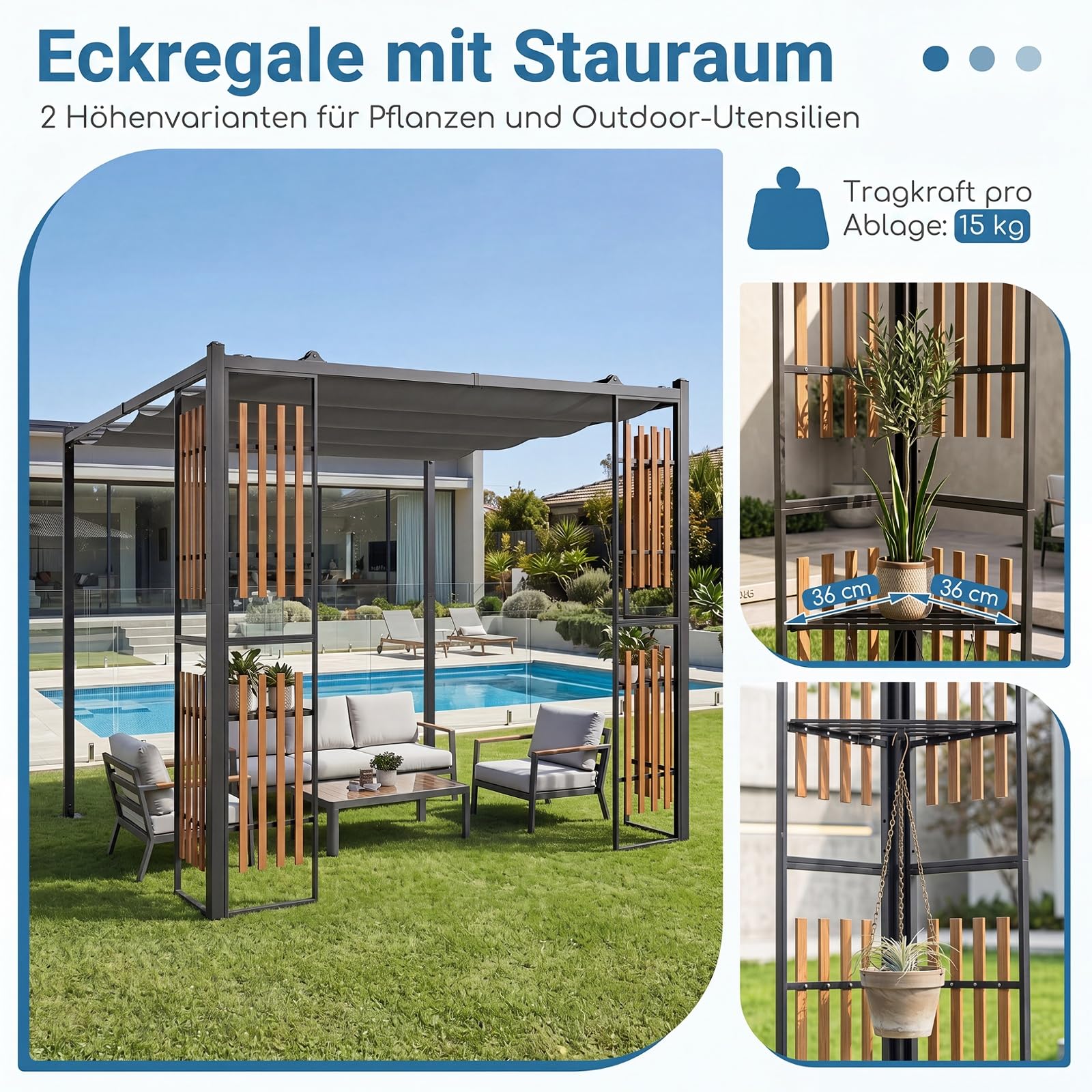 COSTWAY Pergola 2,3 x 2,3 m zadaszenie tarasu