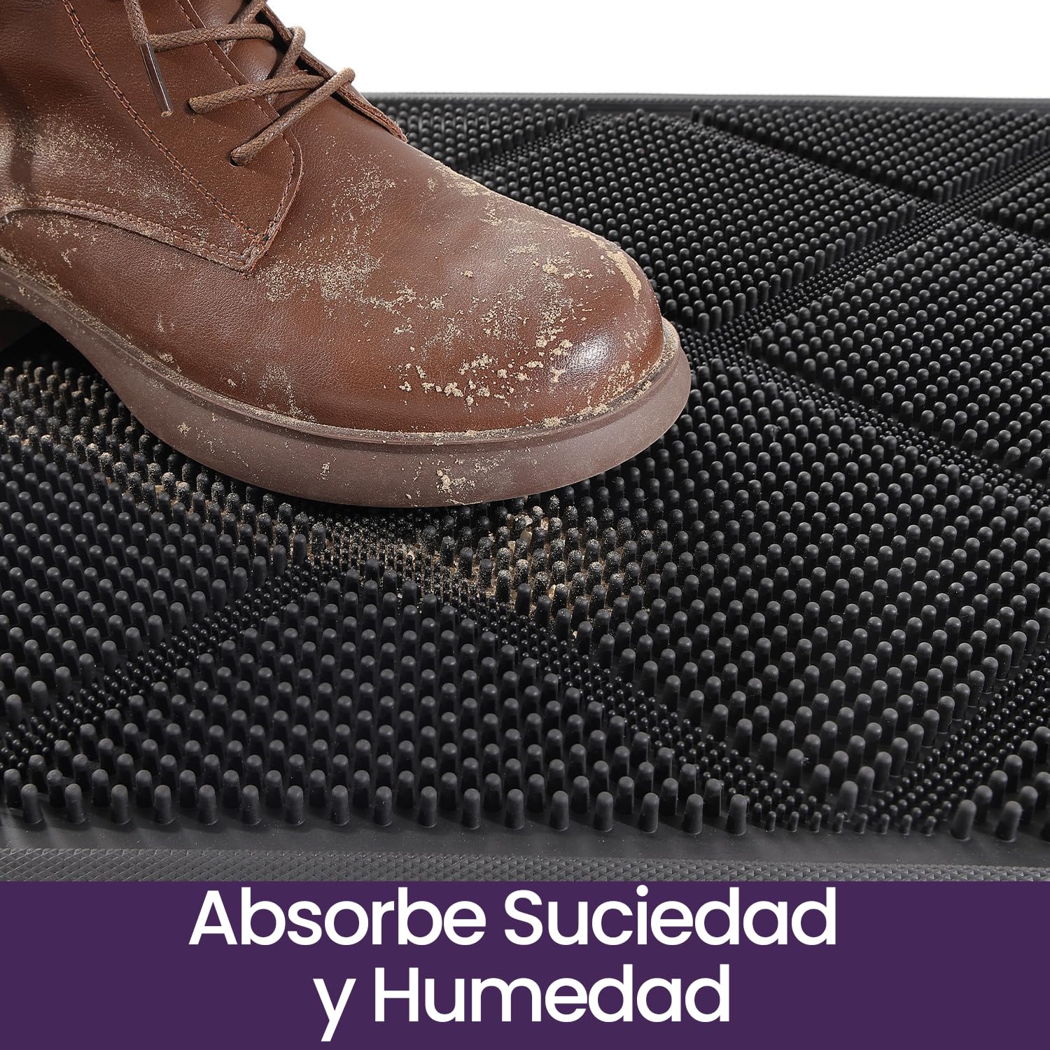 DEXI Felpudo Exterior Antideslizante 43 x 90 cm, Alfombra de Entrada Resistente para Puerta, Absorbente de Suciedad y Impermeable, Fácil de Limpiar, Negro