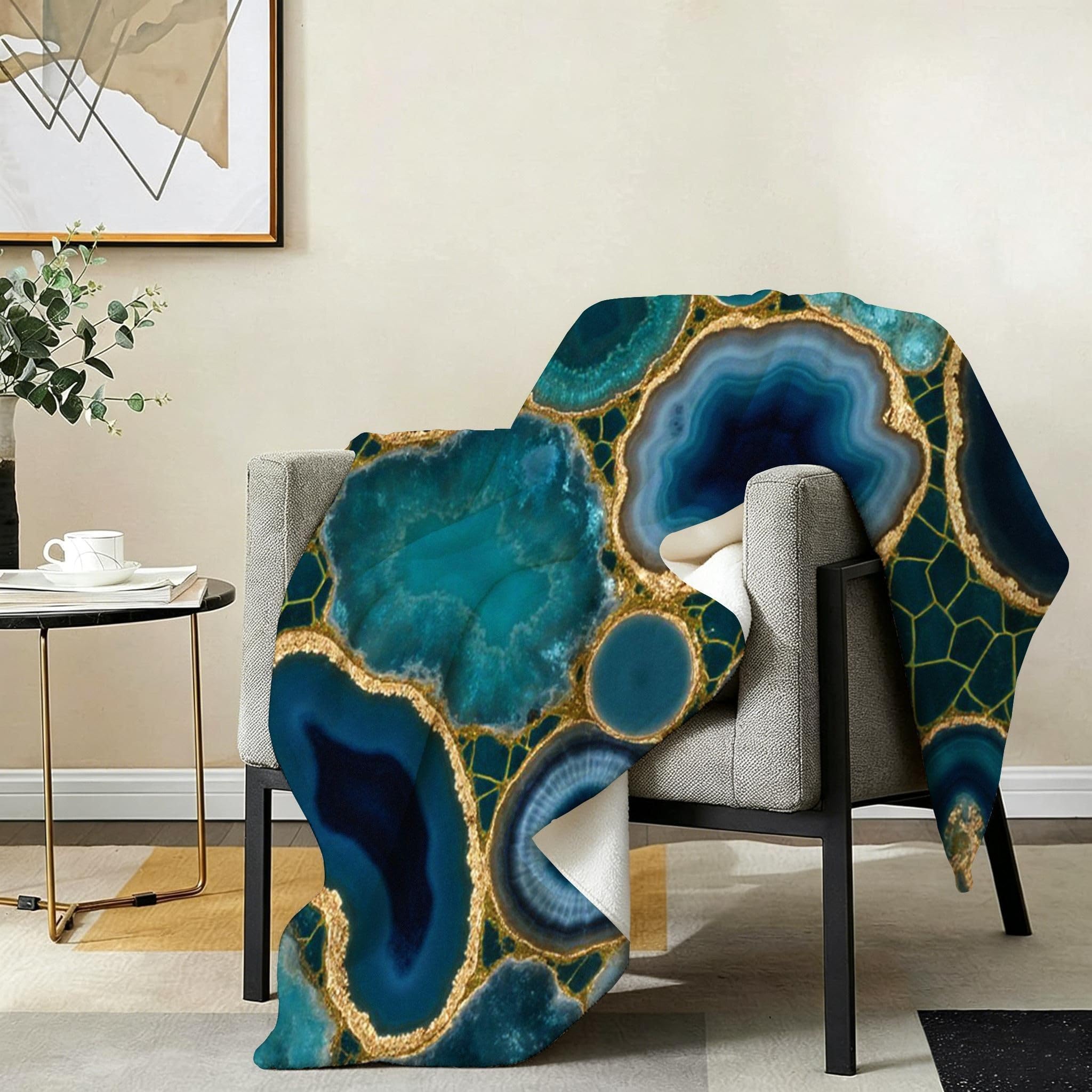 Coperta Pile Matrimoniale 240x260 cm Quadro Verde, Coperta XXL Super Morbida Multiuso Come Copriletto o Plaid da Salotto, Calda e Leggera, Protezione dal Freddo, AW7194