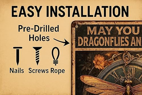 Miniatura 8 de Letreros de metal vintage retro con texto en inglés May You Touch Dragonflies and Stars Dance With Fairies And Talk To The Moon, letrero de metal