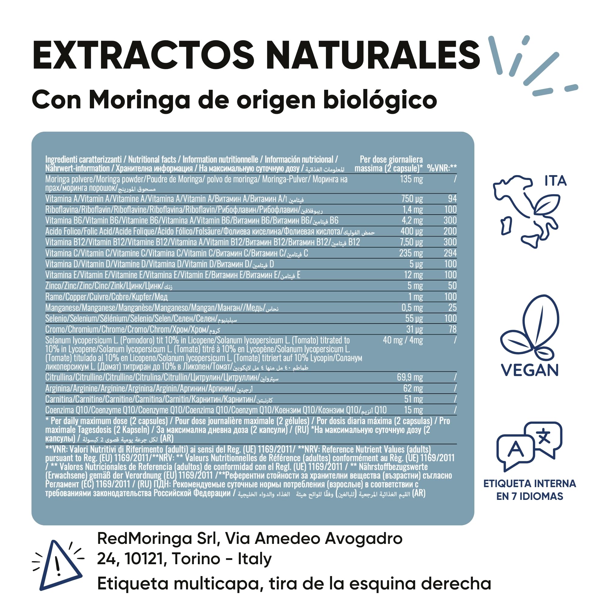 Suplemento Fertilidad Masculina – Moringa, Licopeno Alta Concentración, Citrulina, Arginina, L-Carnitina, Zinc, Selenio, Coenzima Q10 – Apoya Motilidad y Vitalidad de los Espermatozoides 60 Cápsulas