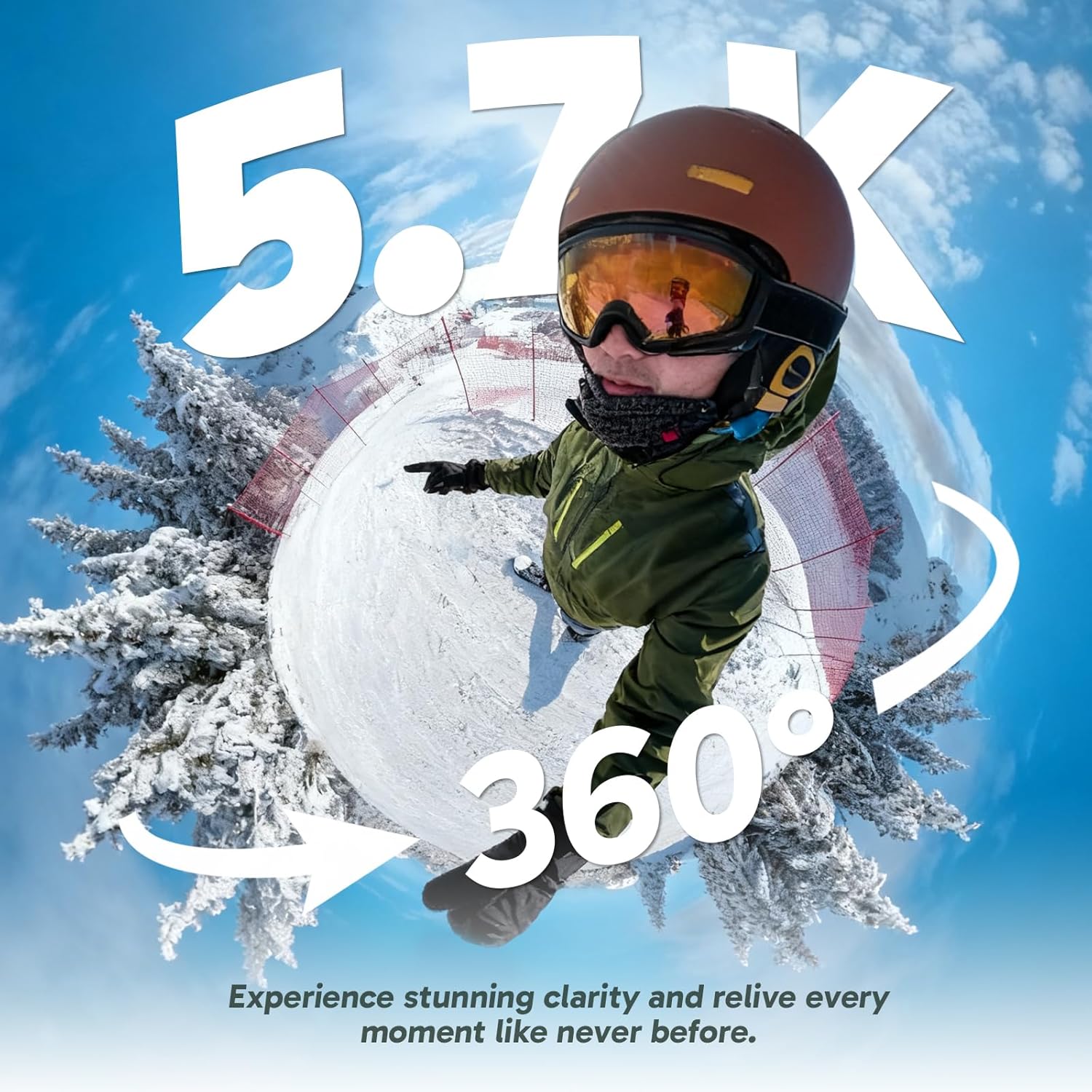 AKASO 360 Weatherproof 360° Action Camera - 5.7K 360 Video with 1/2" 48MP Sensors, 72MP 360 Photo, 360-SuperSmooth, Invisible Selfie Stick, 360° Horizon Lock, AI Tracking Snow Adventure Combo