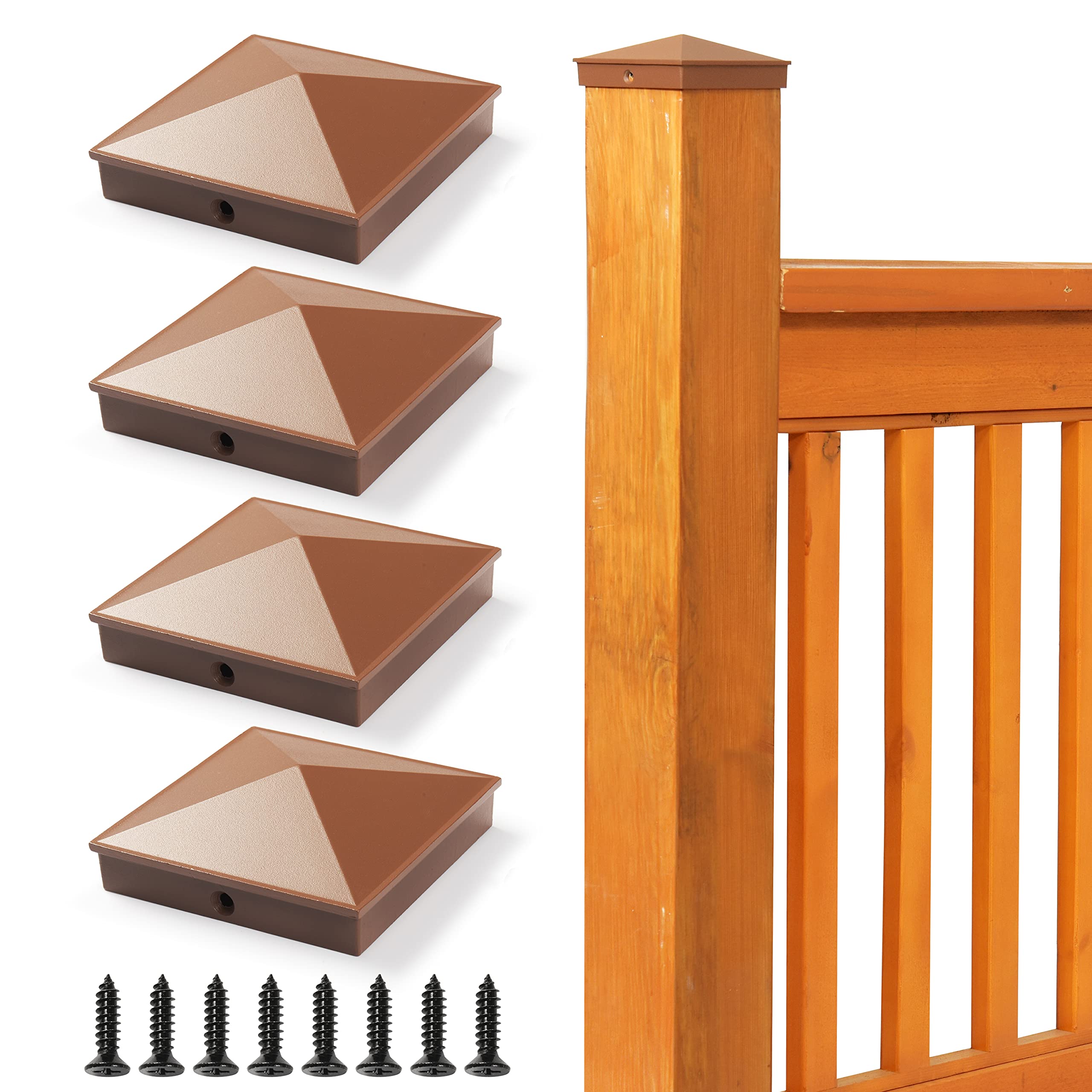 Buy 4"x4"(Actual Installation Dimensions) Aluminum Pyramid Fence Post