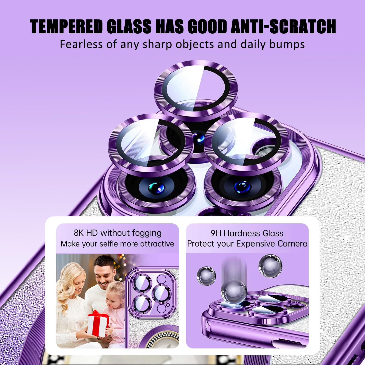 Magnetic Glitter IPhone 14 Case With Full Camera Protection