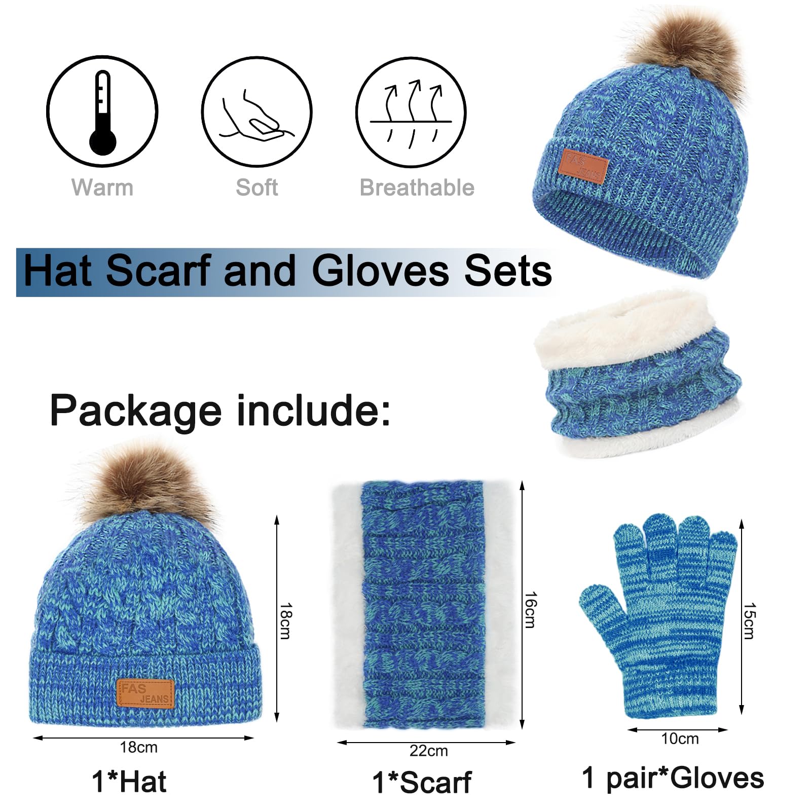 Baynetin Echarpe et Gants Bonnet Ensemble, Enfant Hiver Tricoté Tour de Cou Chaud Bébé Gants Bonnet, 3 en 1 Hiver Accessoires pour Fille Garçon 2-8 Ans Ski Activité de Plein Air