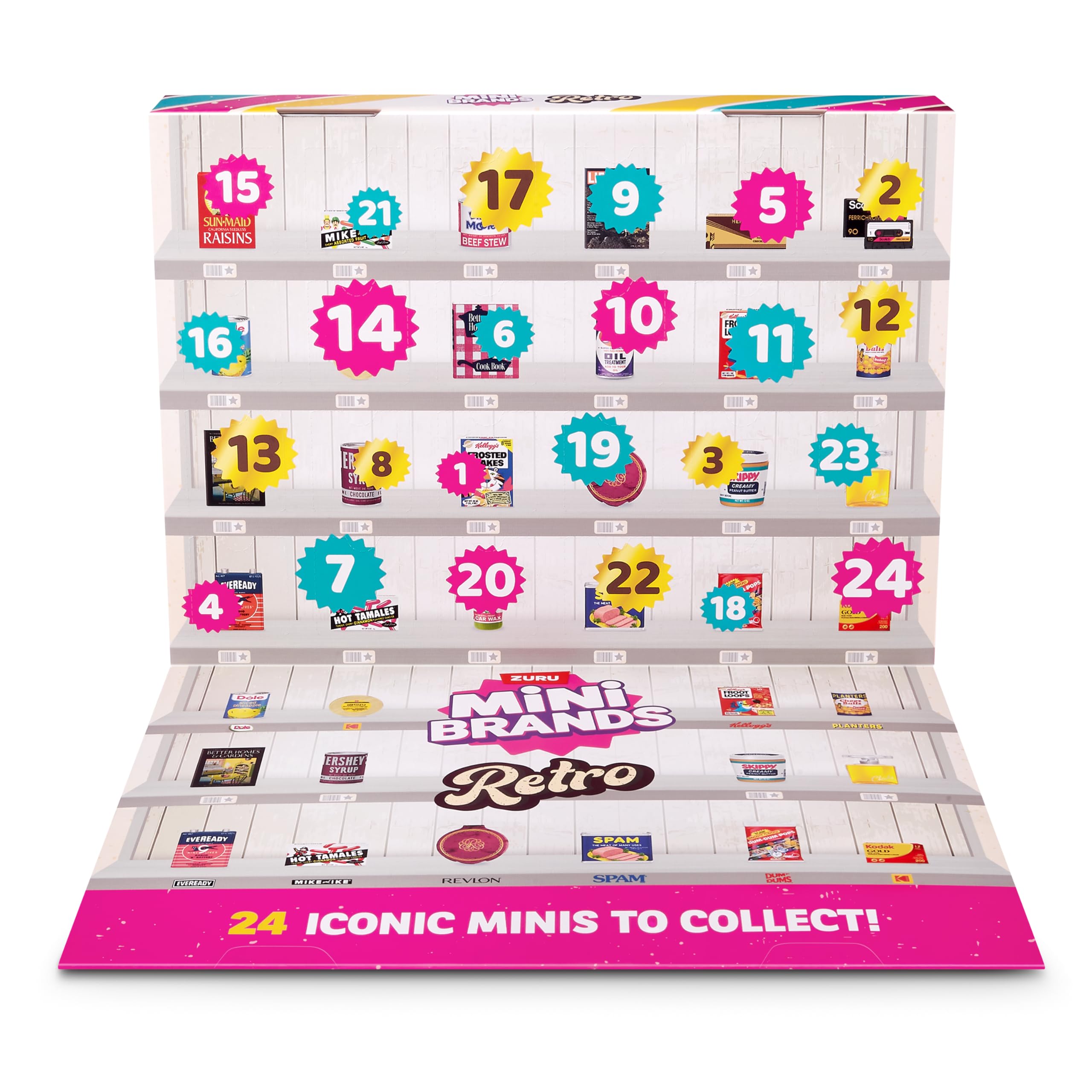 Mini Brands Retro Grocery Calendar Series 1 di ZURU, Miniature da collezione per ragazzi, ragazze e collezionisti