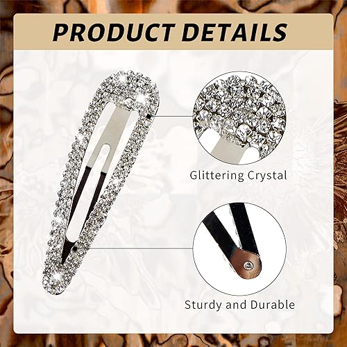 Miniatura 4 de 8 pinzas para el cabello con diamantes de imitación, pasadores para el cabello con cristales de gota de agua, horquillas de metal brillante,