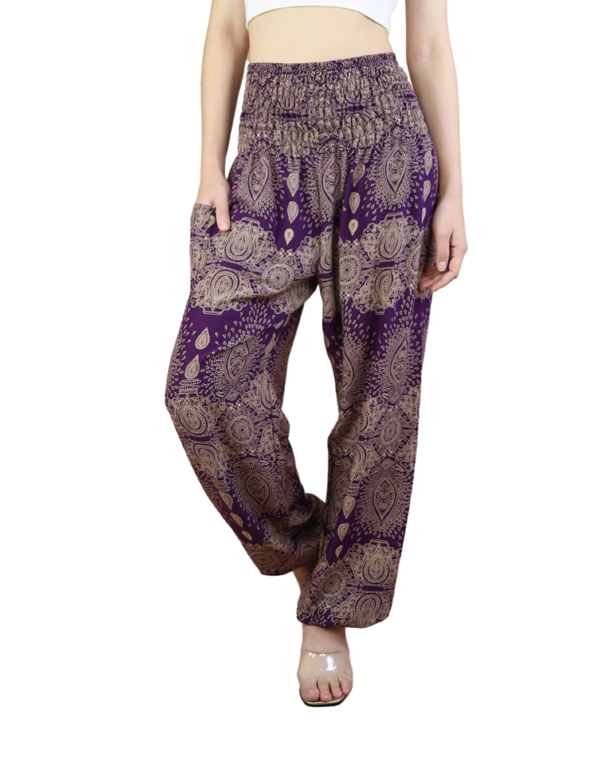 Boho Pants | Harem Pants Women with Pockets | Soft & Breathable Flowy Pajamas | Soft Yoga Pants| Hippie Clothes for Women