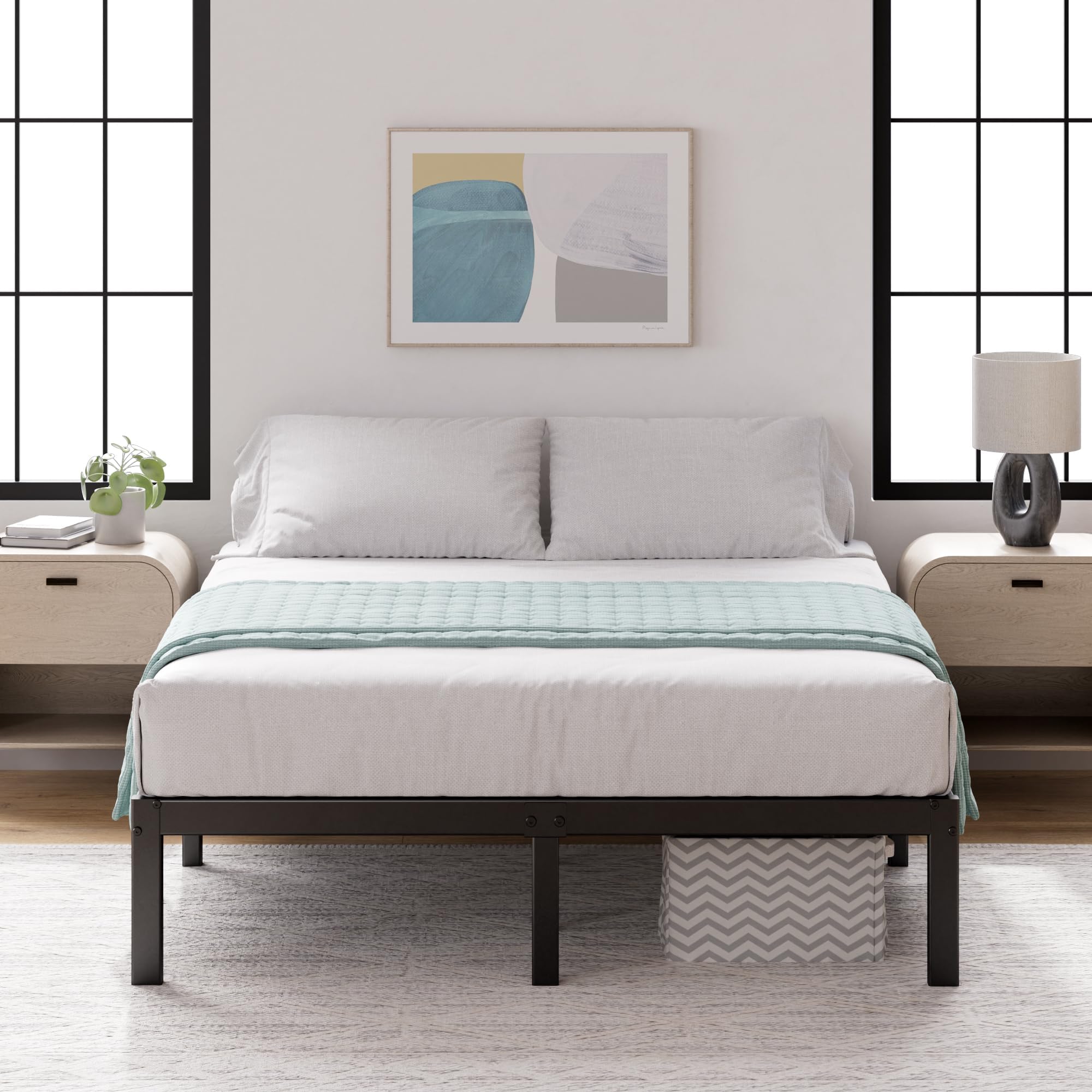 Zinus Yelena Double Bed frame - Bed 135x190 cm - 36 cm Height with ...