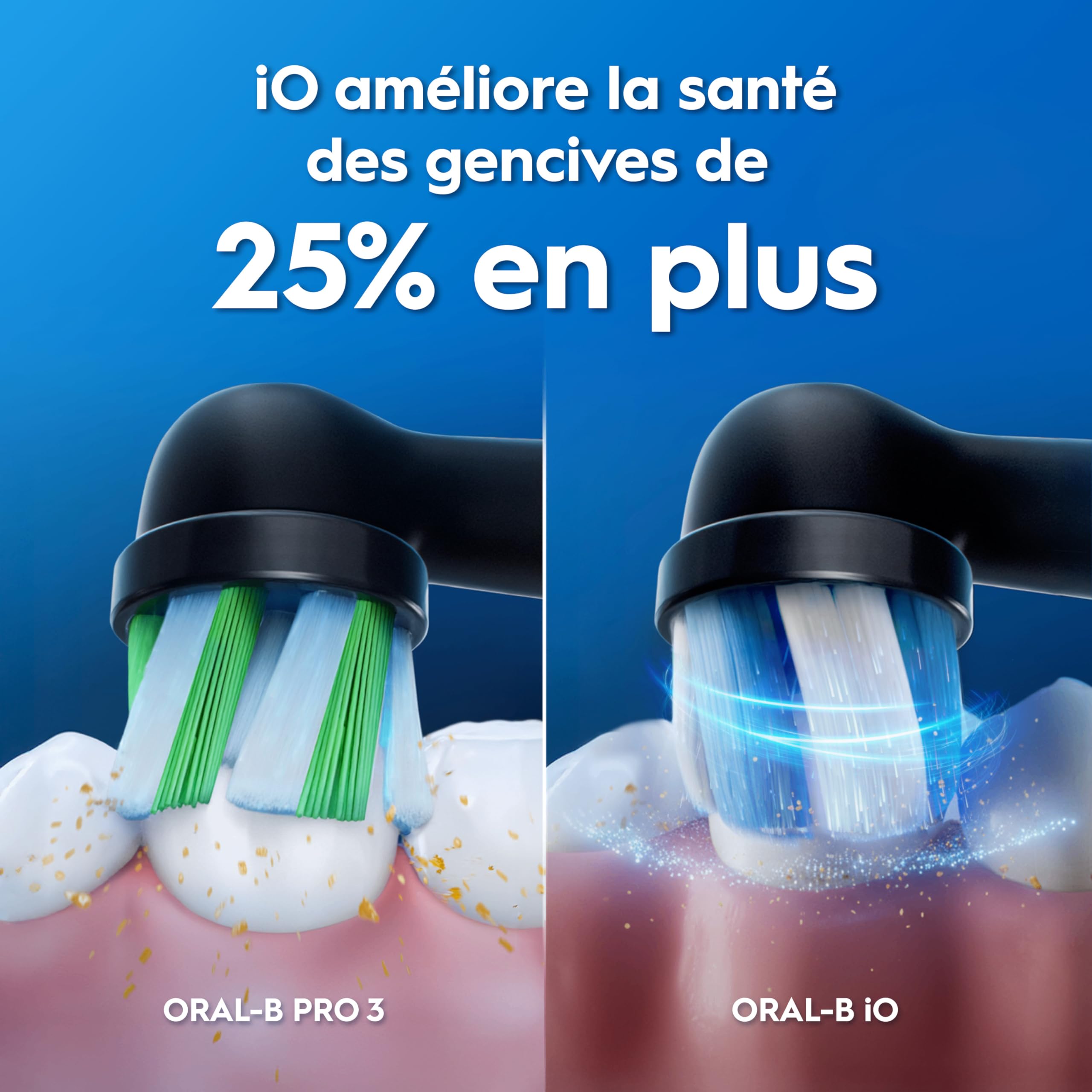 Oral-B iO 3 Brosse A Dents Electrique Noire, Pour Adultes, Modes De Nettoyage Avec Blancheur, Doux Pour Les Gencives, Capteur De Pression, Brossette Oral B De Rechange, Chargeur, Porte-Brossettes