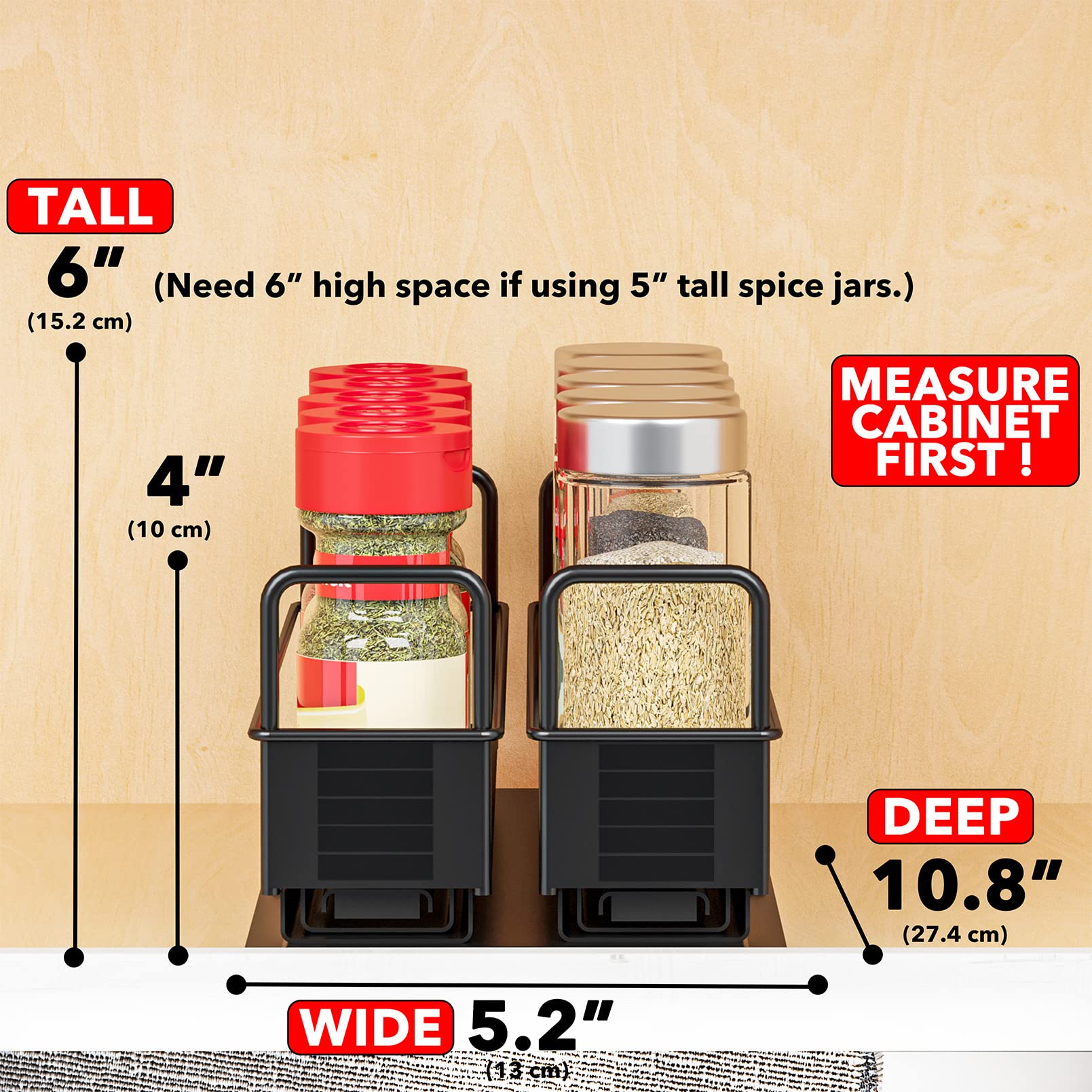 SpaceAid Pull Out Spice Rack Organizer For