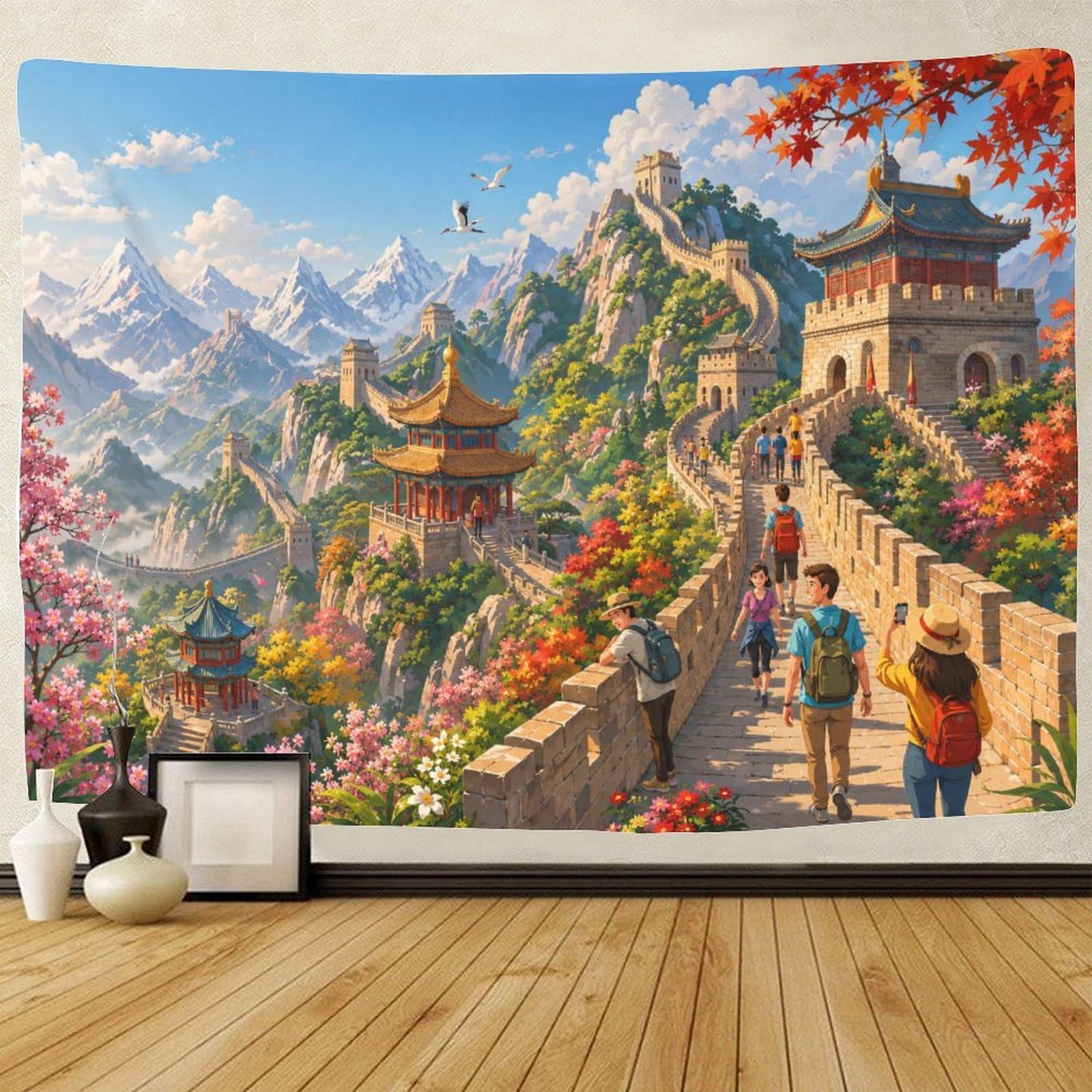 ASDFGHJKLZA Great Wall of China Theme Wall Hanging Decor 3D Print Tapestry Wall Art Decor Tapestries Poster Curtain Bedroom College Dorm 100cmx150cm