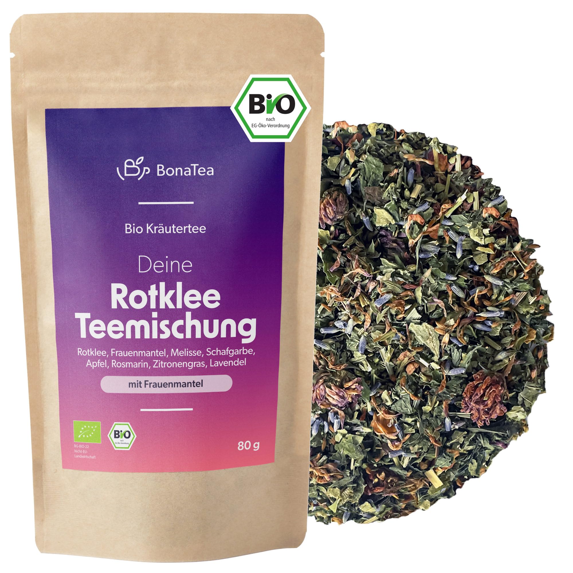 BIO Rotklee Tee mit Frauenmantel, Schafgarbe und weiteren leckeren Frauenkräutern nach traditioneller Rezeptur