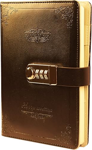 JunShop Diario digital de contraseñas con cerradura, diario retro de privacidad con cerradura de combinación, carpeta de cuero, cuaderno de bloqueo