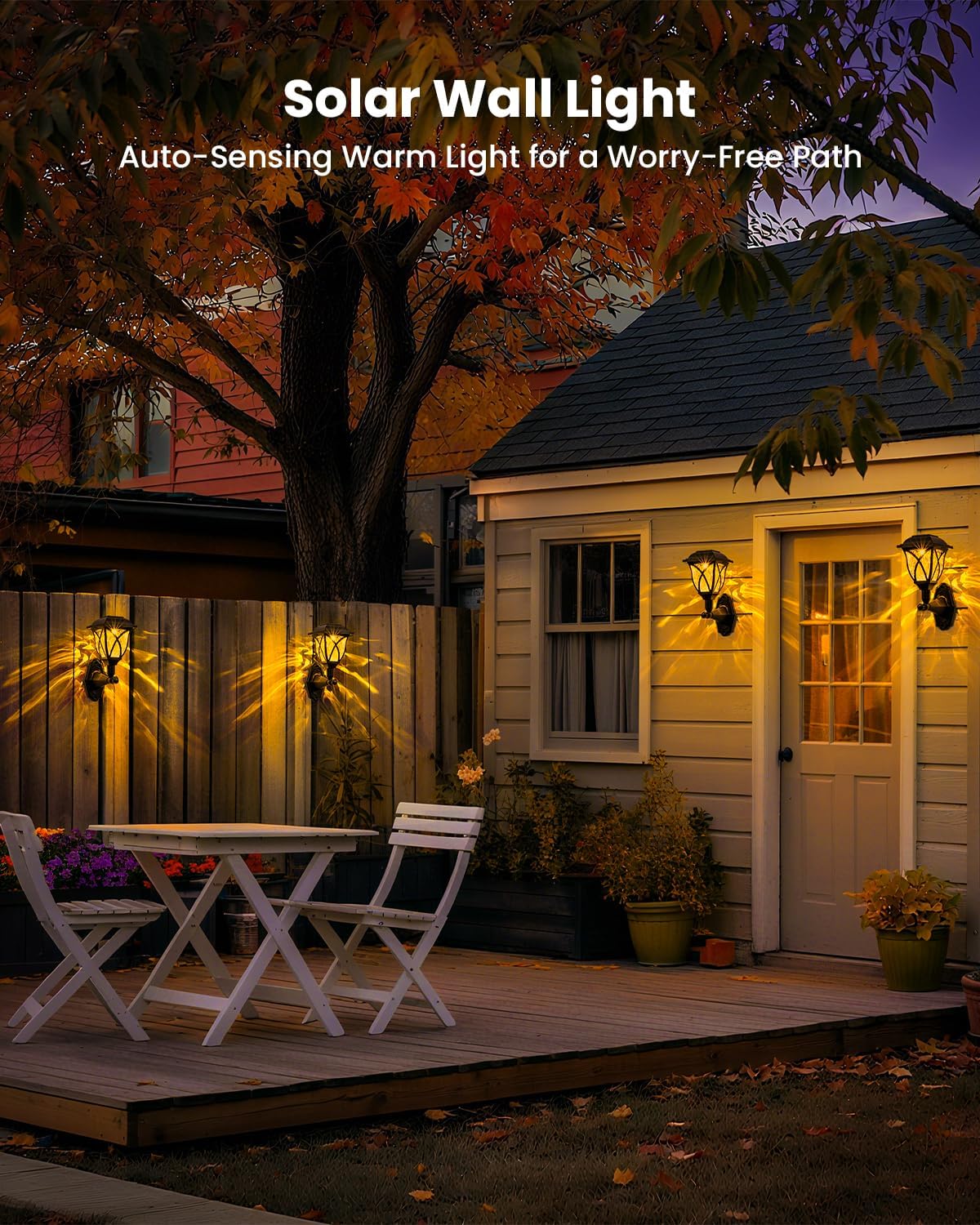 TISEJOY Solar Wall Lights Outdoor, Waterproof Warm White Solar Powered Decorative Lights with Auto On/Off, for Garden Fence Patio House Backyard Decor (6 Pack)