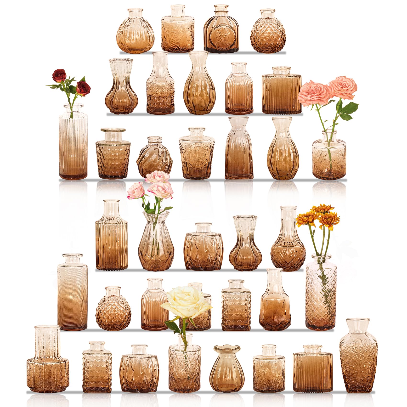Amazon.com: 36Pcs Bud Vases Set Small Vintage Glass Bottles Bud