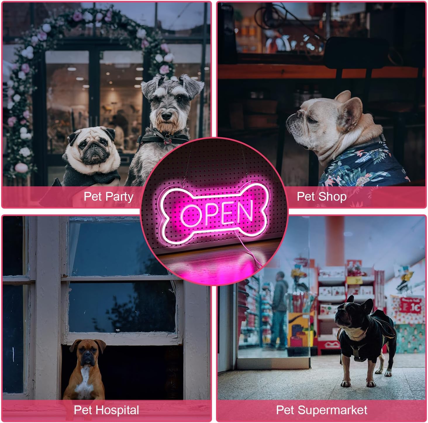 Led Neon Open Sign For Business, Dog Bone Neon Sign Art Pet Shop, Welcome Sign For Business Walls Window Bar Salon Art Hotel Wall Decor - Image 7