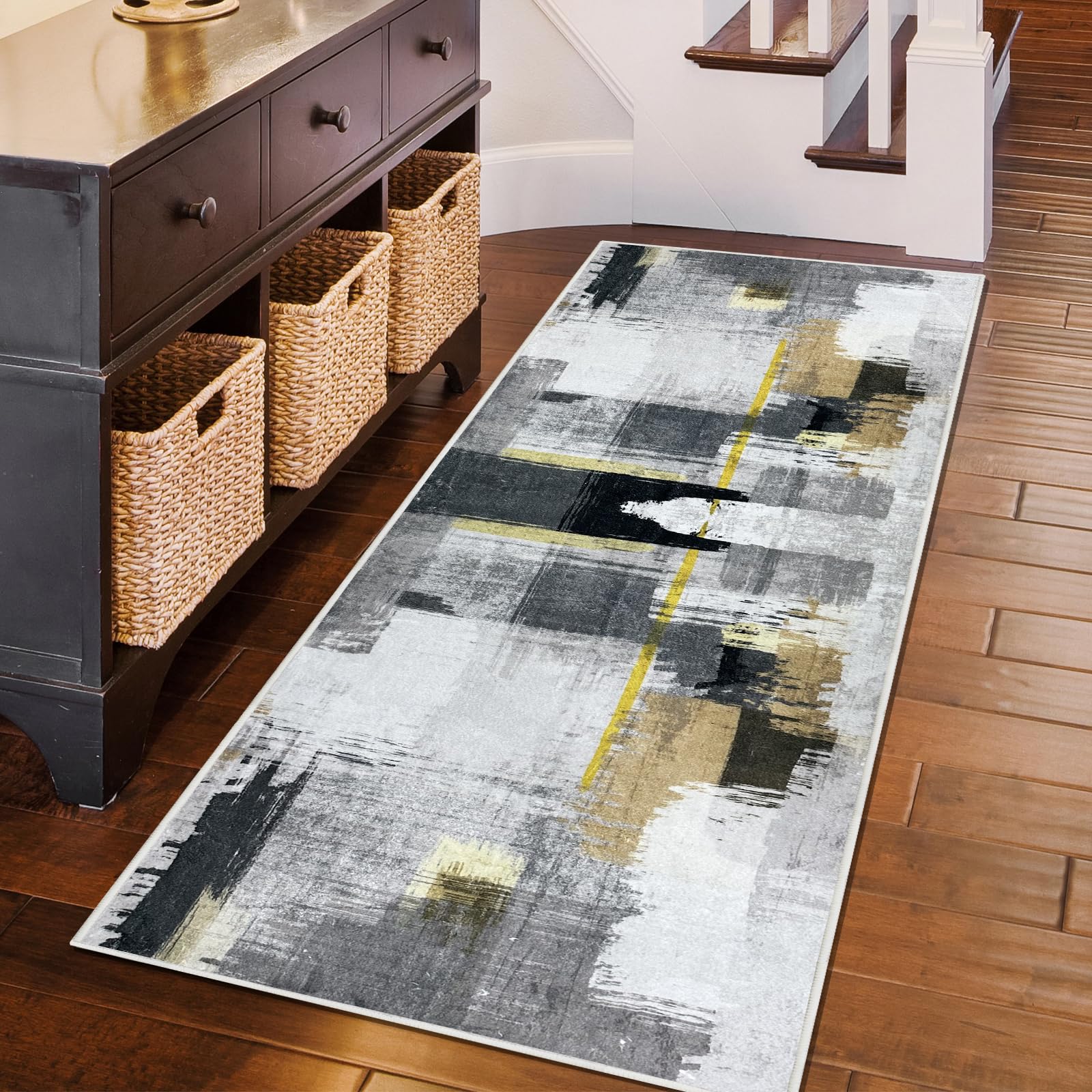 Heyroll Washable Area Rug, 2X3FT Hallway Runner Rug Carpet,Soft Modern Entryway Mat with Non-Slip TPR Backing,Low Pile Carpet for Indoor, Bath,Living