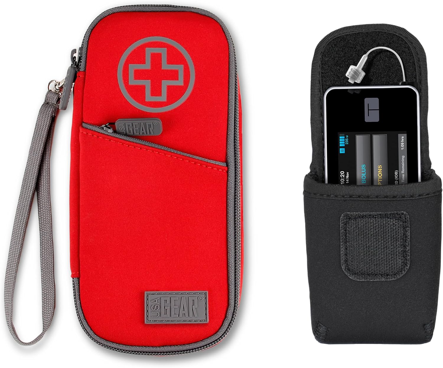 USA GEAR Diabetic Bag and Insulin Pump Case Bundle Insulated Insulin Cooler Travel