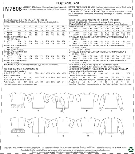 Miniatura 2 de McCall's Patterns McCall's - Camiseta sin mangas para mujer, corta, manga larga, patrones de costura, tallas 14-22, 14-16-18-20-22, blanco