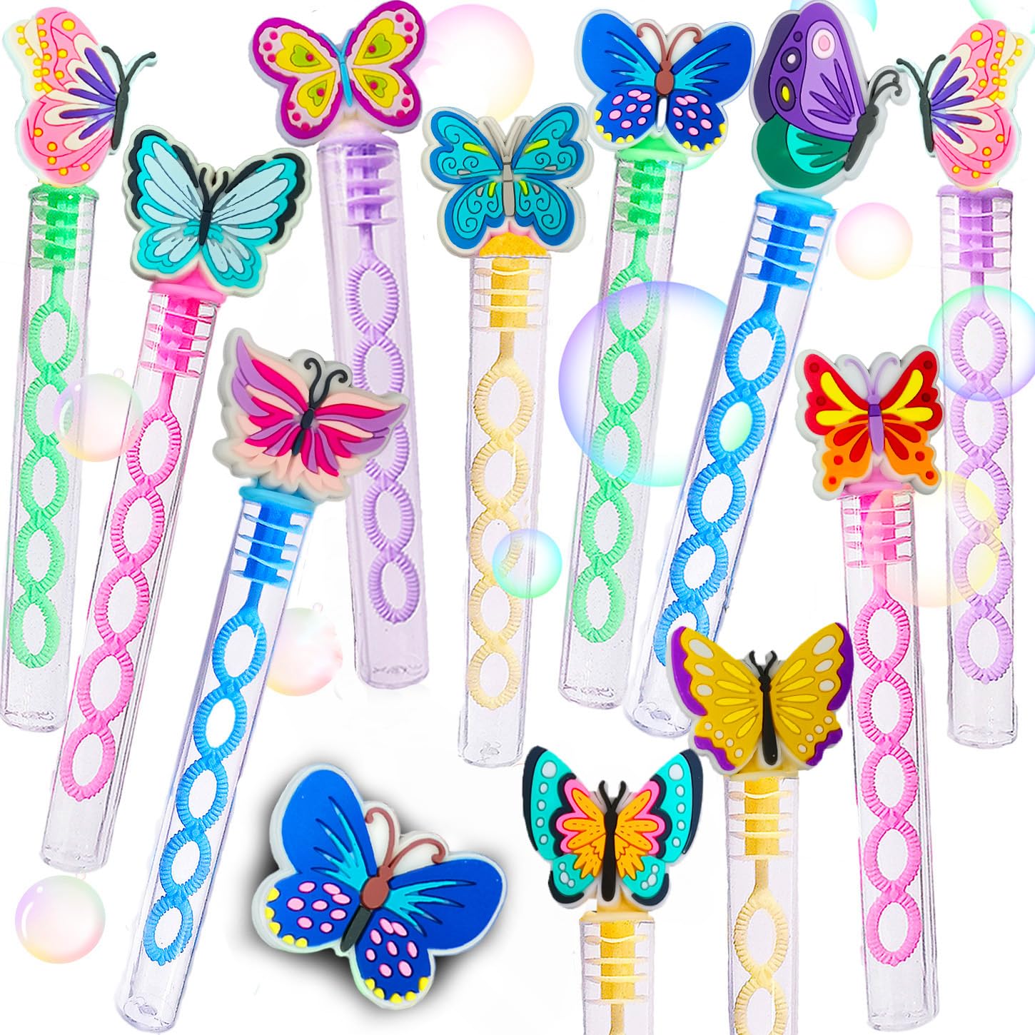 Photo 1 of 24 Packs Mini Bubble Butterfly Wands Birthday Party Favors for Kids, School Kids Theme Party Supplies,Goodie Bags Stuffers,School Classroom Students Prizes